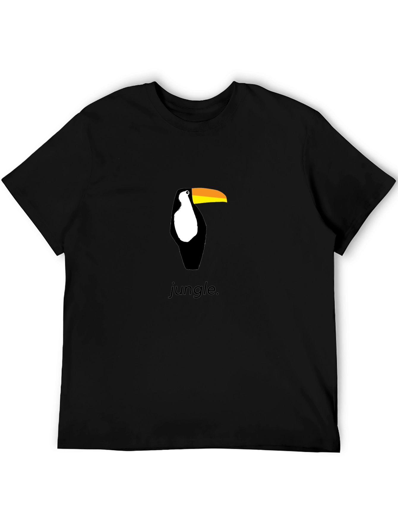 Toucan Jungle Graphic Tee - Black Cotton Shirt