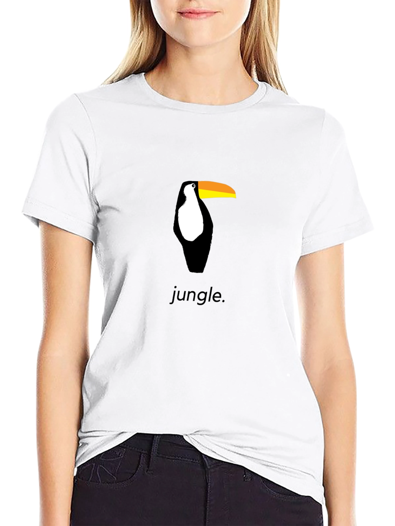 Toucan Jungle Graphic Tee - Black Cotton Shirt