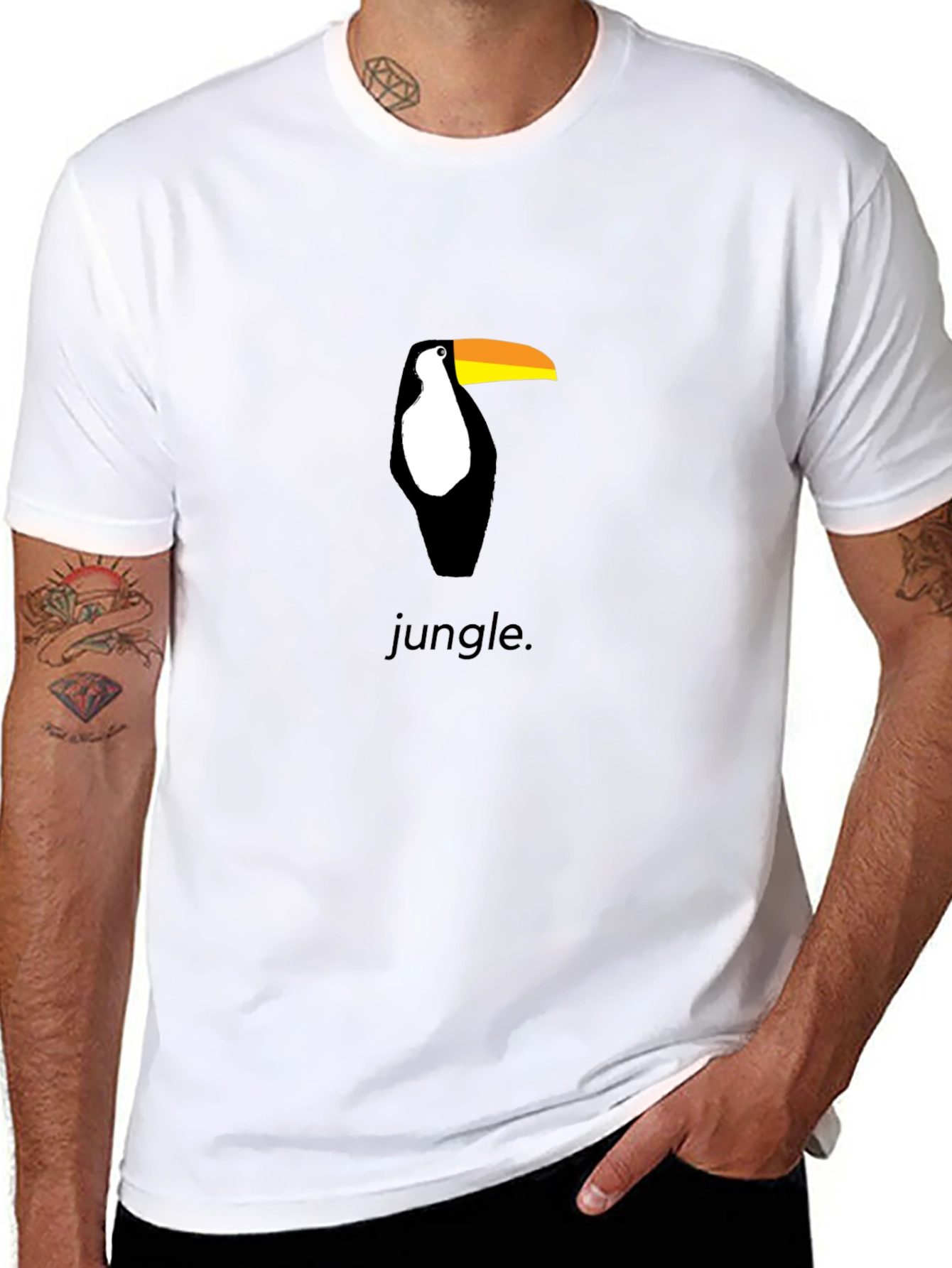 Toucan Jungle Graphic Tee - Black Cotton Shirt