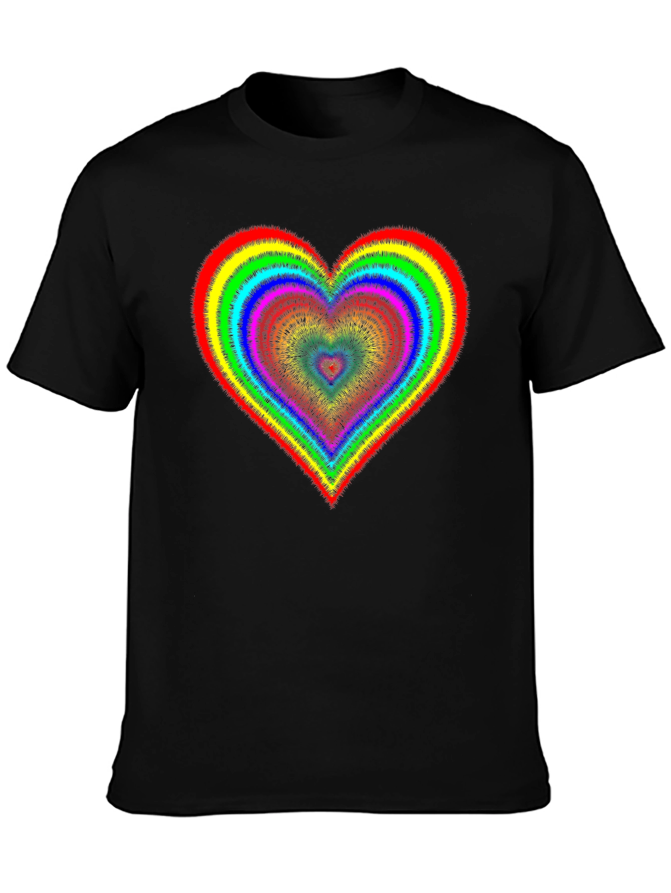 Rainbow Heart Graphic Black T-Shirt