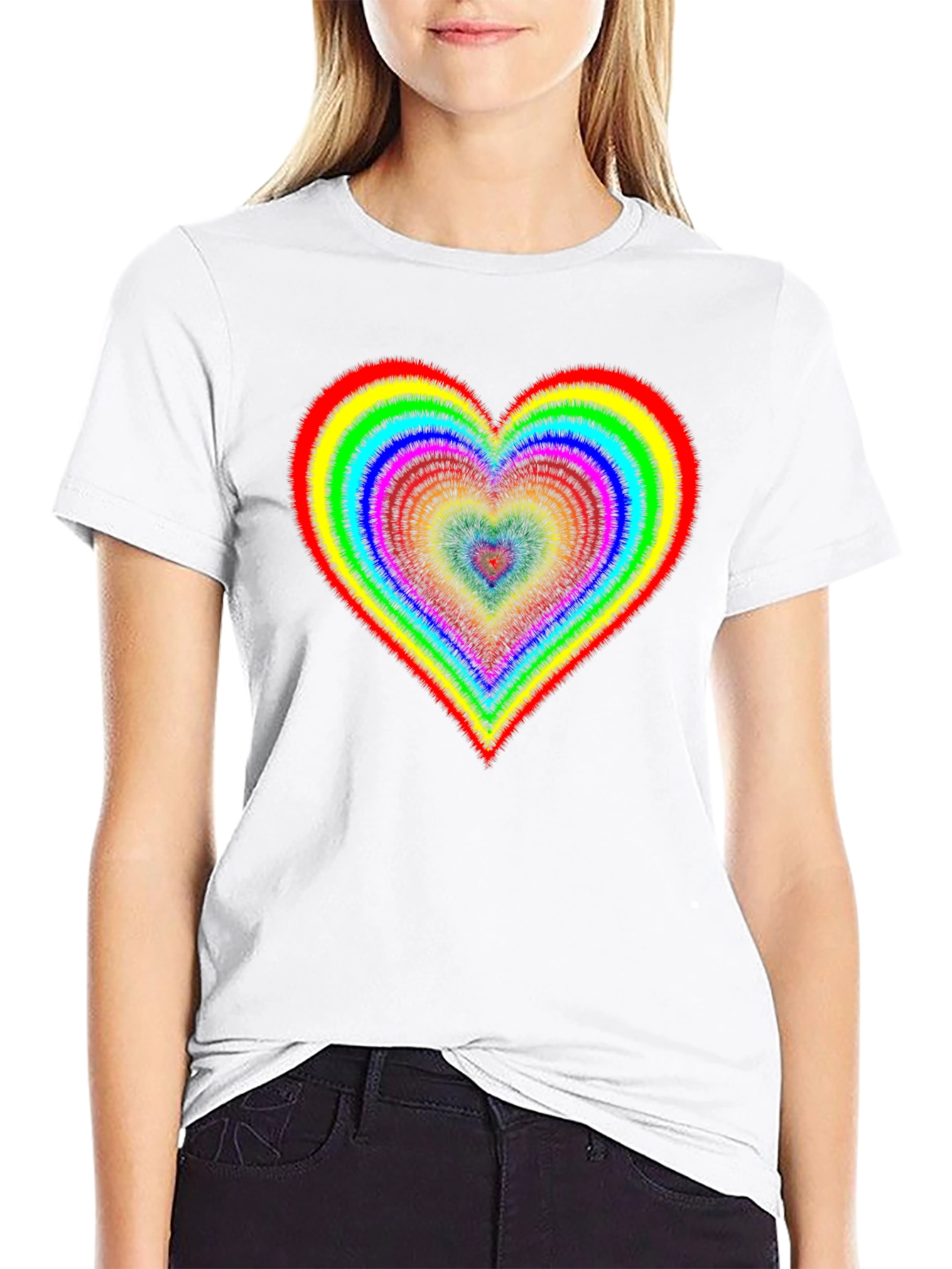 Rainbow Heart Graphic Black T-Shirt