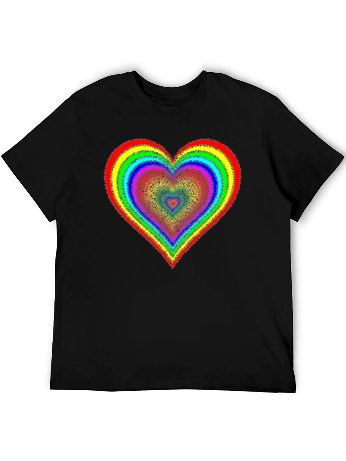 Rainbow Heart Graphic Black T-Shirt