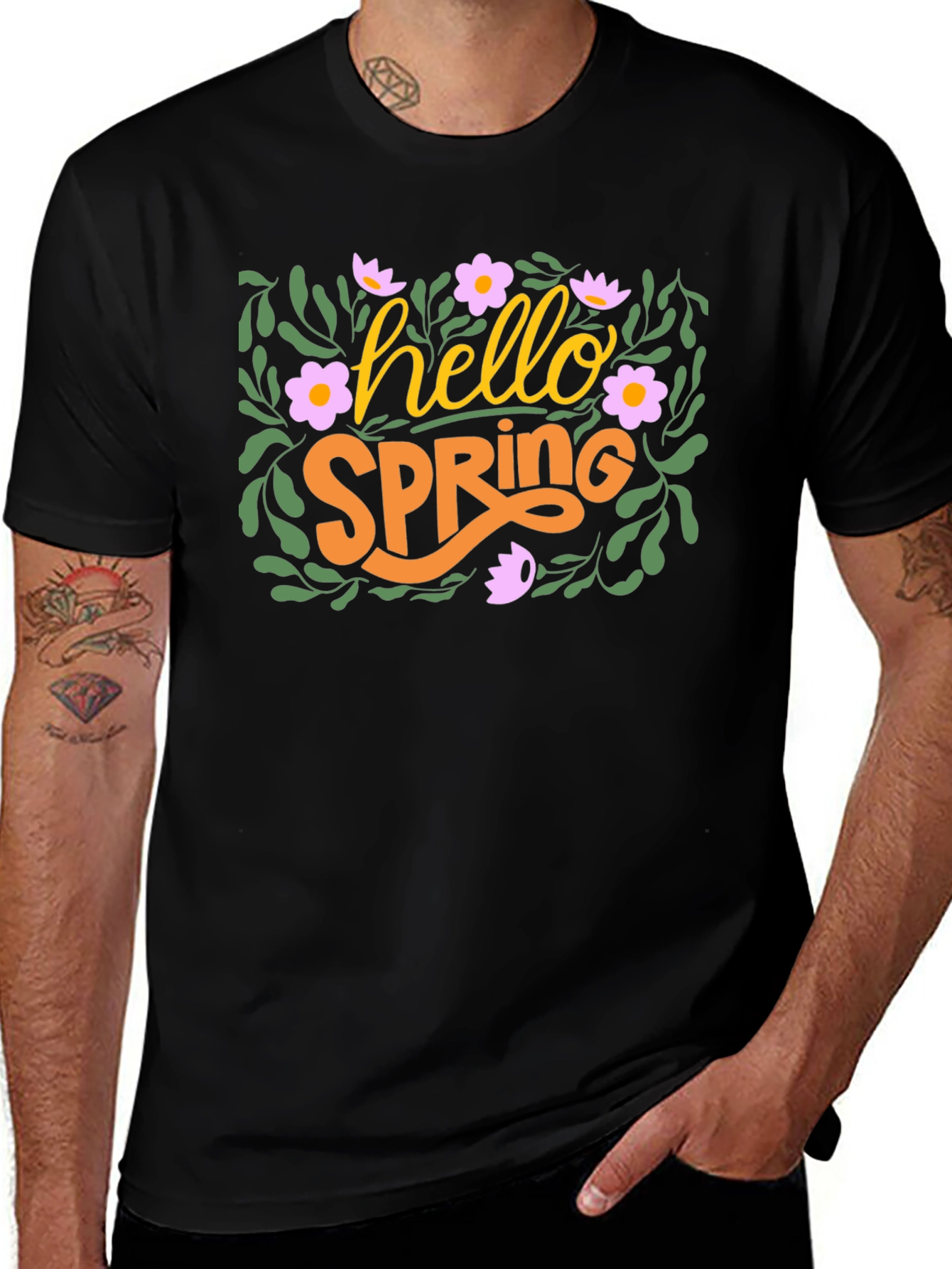 Hello Spring Floral Graphic T-Shirt