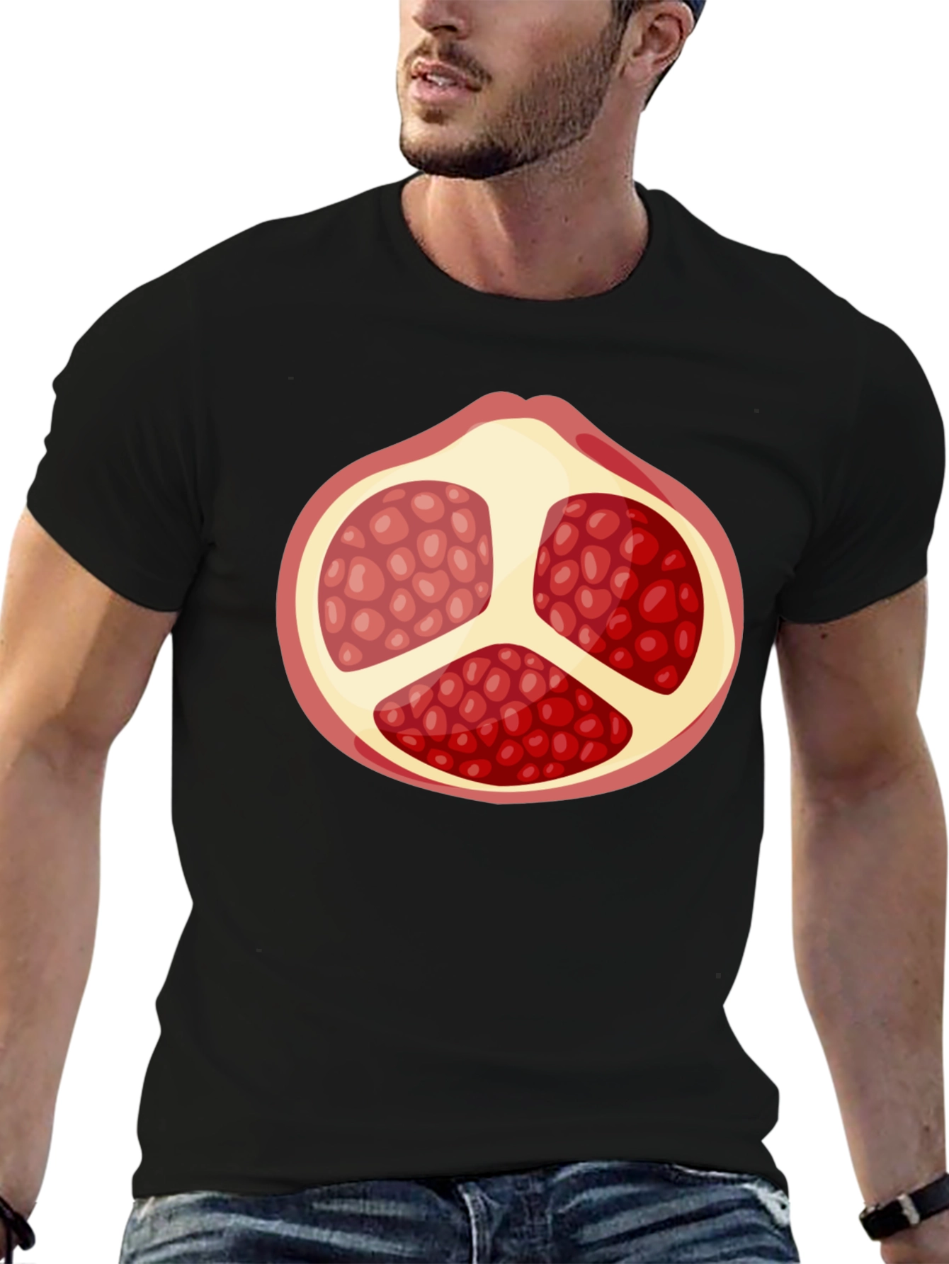 Pomegranate Graphic Black T-Shirt - Fruit Lover Tee