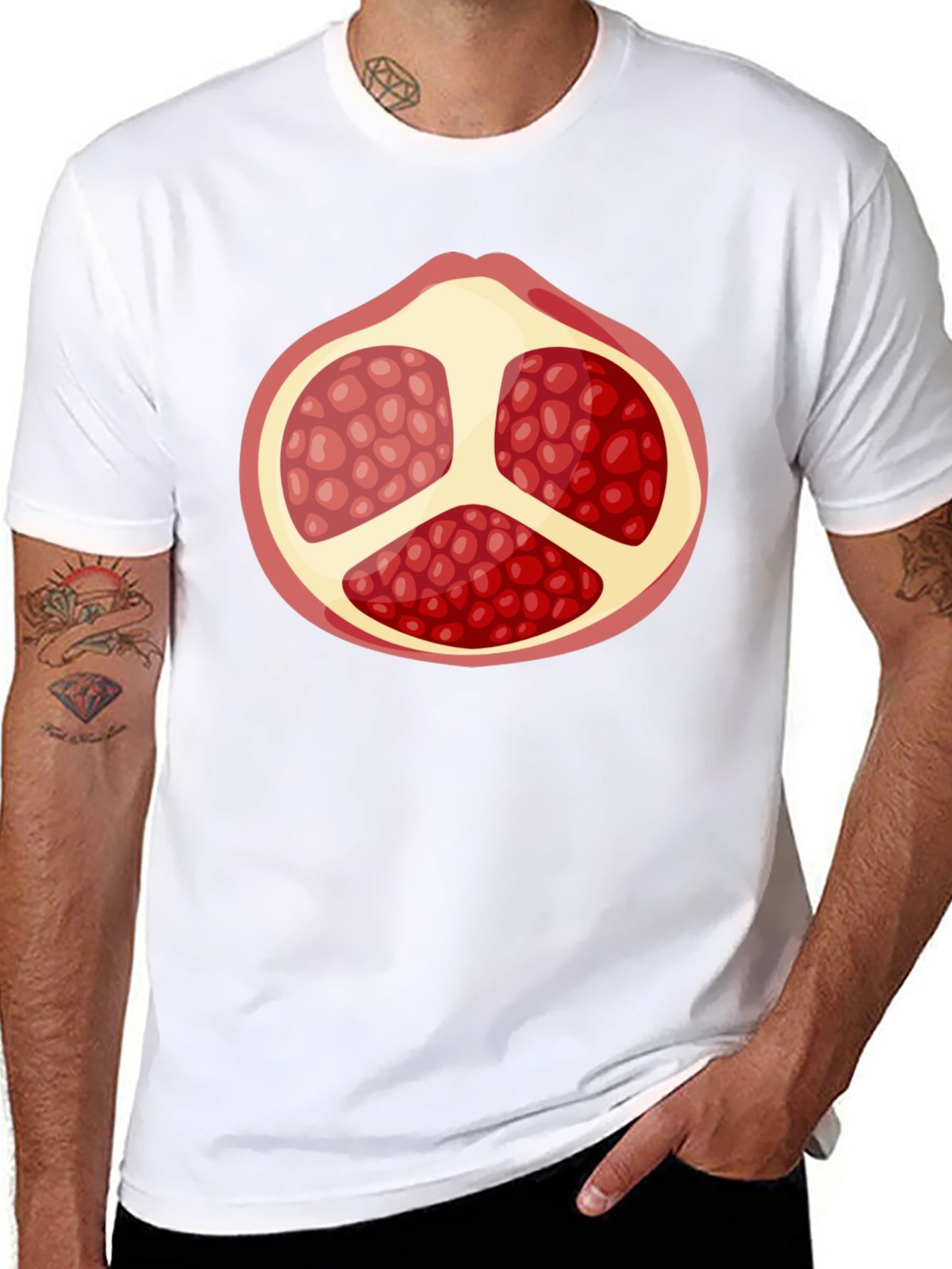 Pomegranate Graphic Black T-Shirt - Fruit Lover Tee