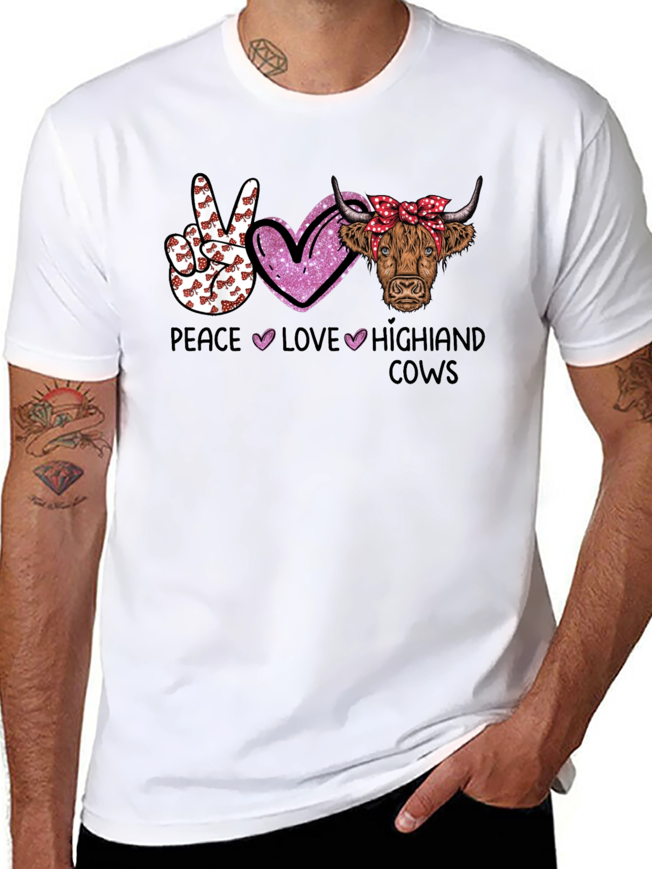 Peace Love Highland Cows Graphic T-Shirt