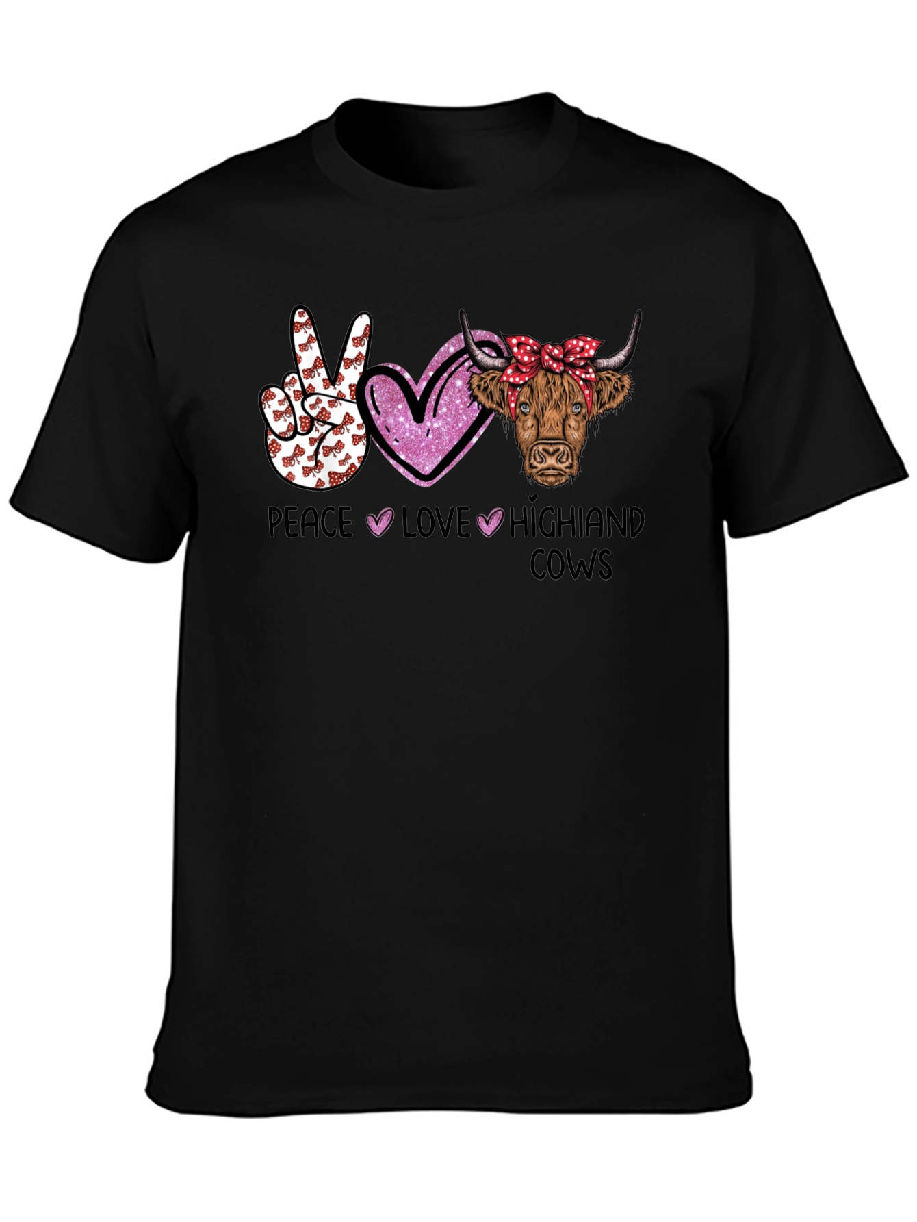 Peace Love Highland Cows Graphic T-Shirt