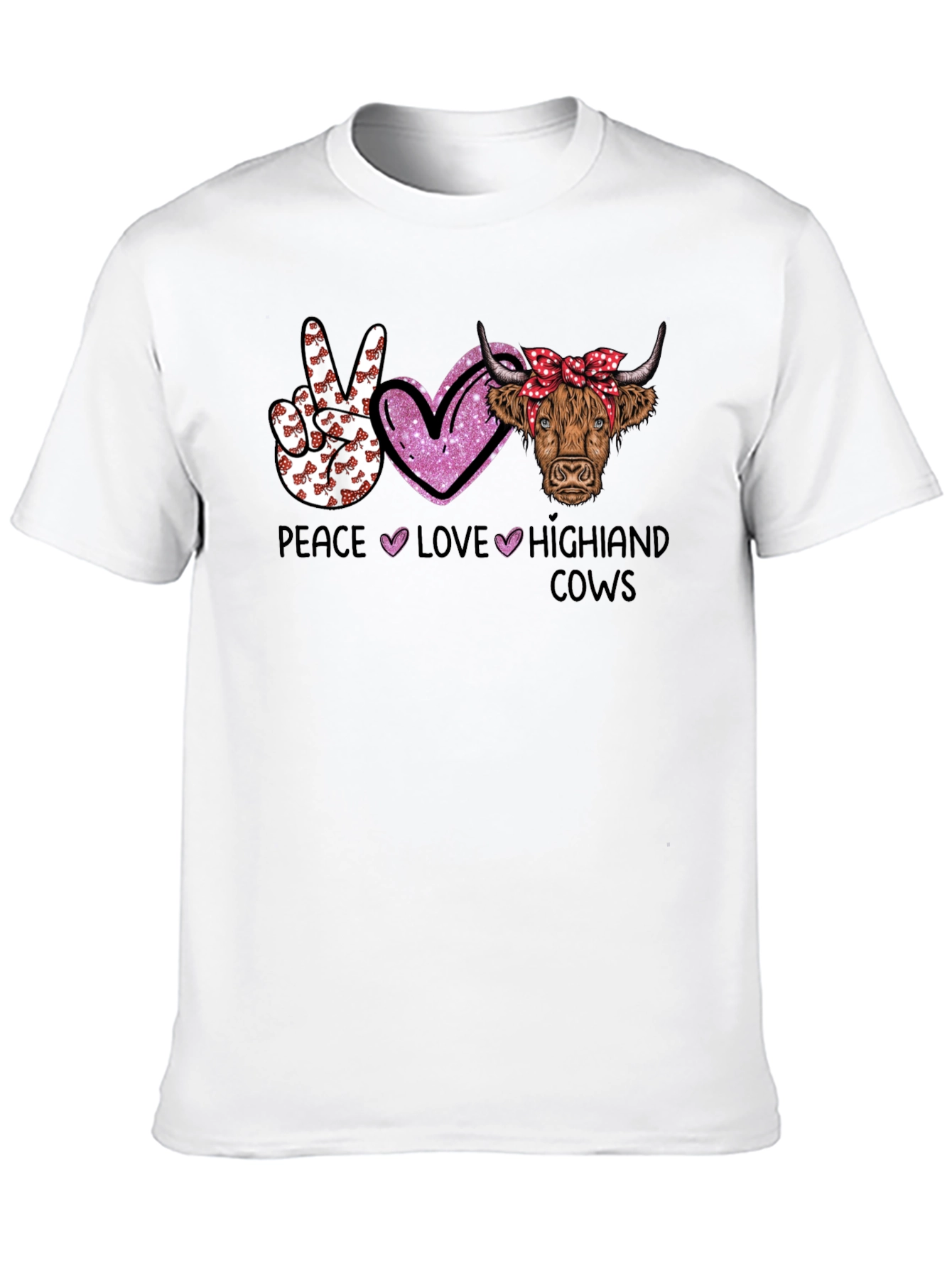Peace Love Highland Cows Graphic T-Shirt