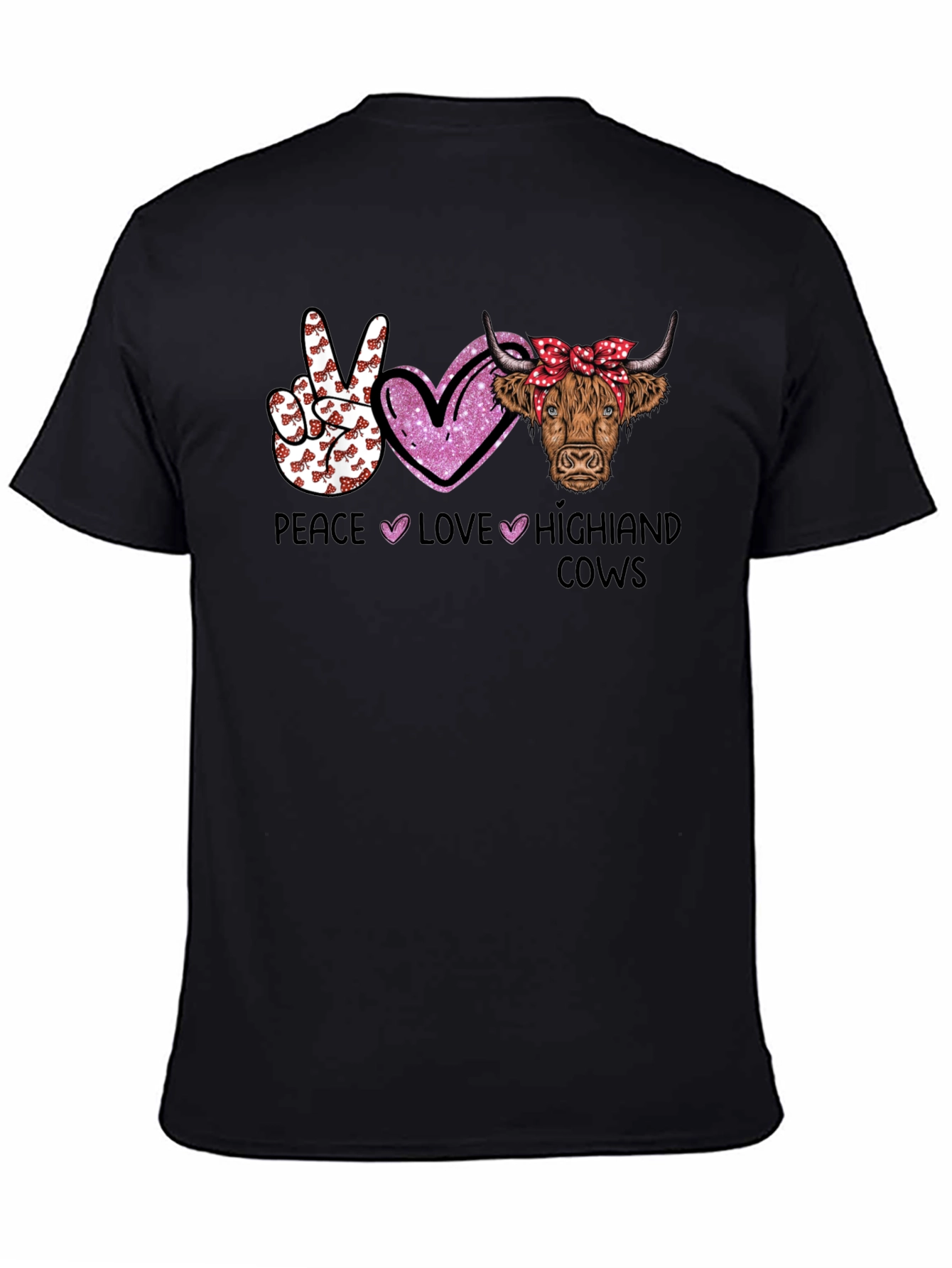 Peace Love Highland Cows Graphic T-Shirt