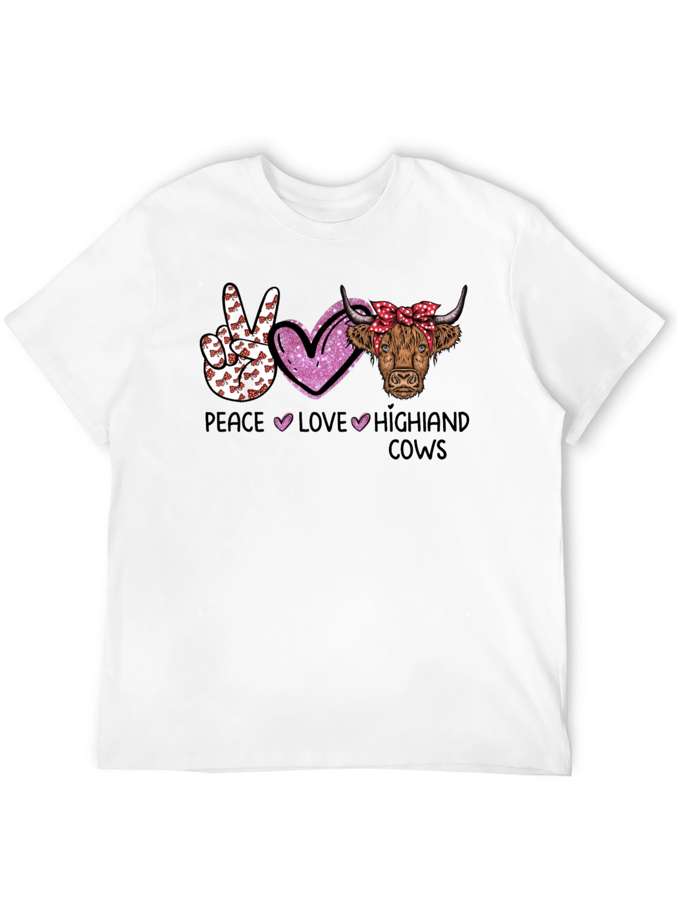 Peace Love Highland Cows Graphic T-Shirt