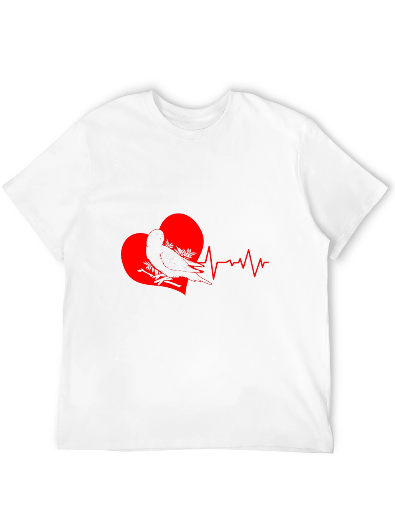 Heartbeat Bird Graphic Tee - Stylish Black T-Shirt