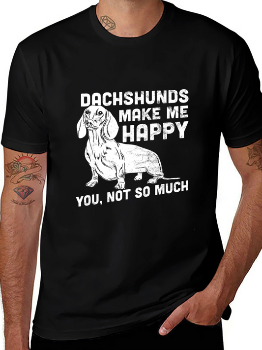 Dachshunds Make Me Happy T-Shirt Unisex Black Tee
