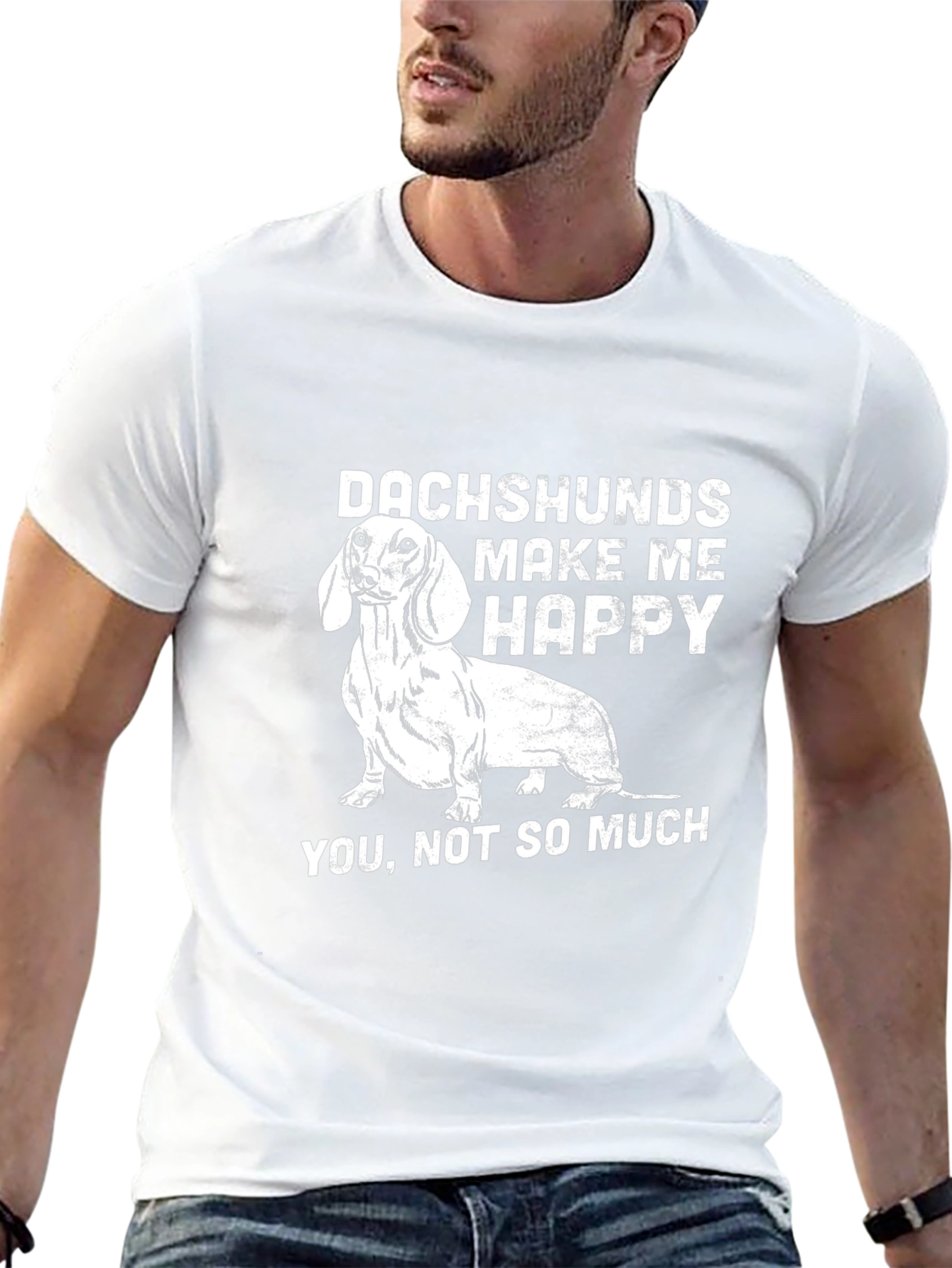 Dachshunds Make Me Happy T-Shirt Unisex Black Tee