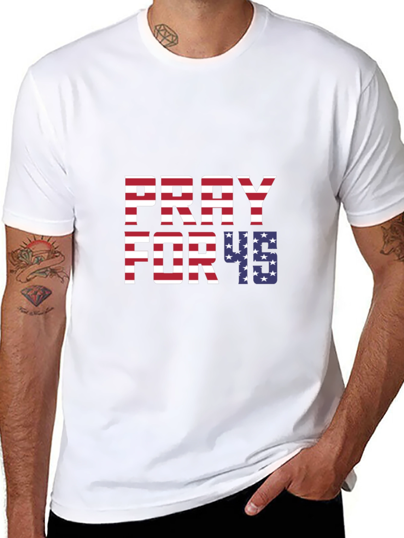 Pray for 45 T-Shirt Patriotic USA Flag