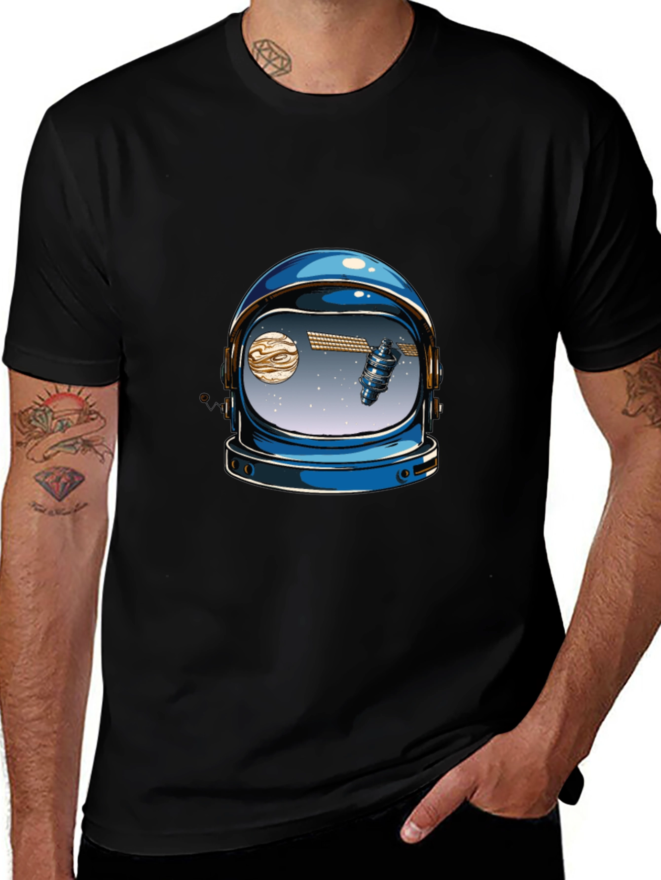 Astronaut Helmet Graphic Tee - Space Lover T-Shirt