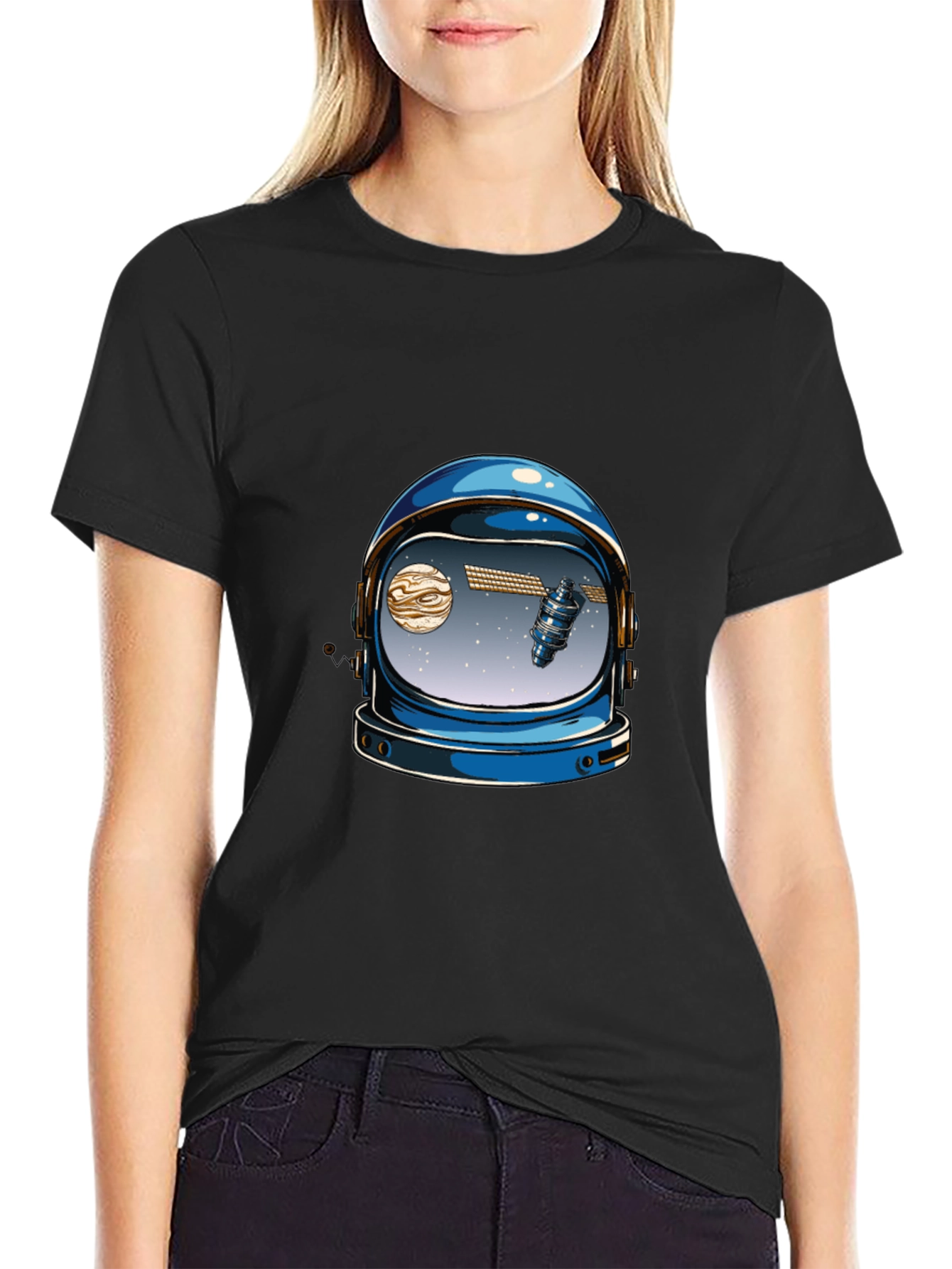 Astronaut Helmet Graphic Tee - Space Lover T-Shirt