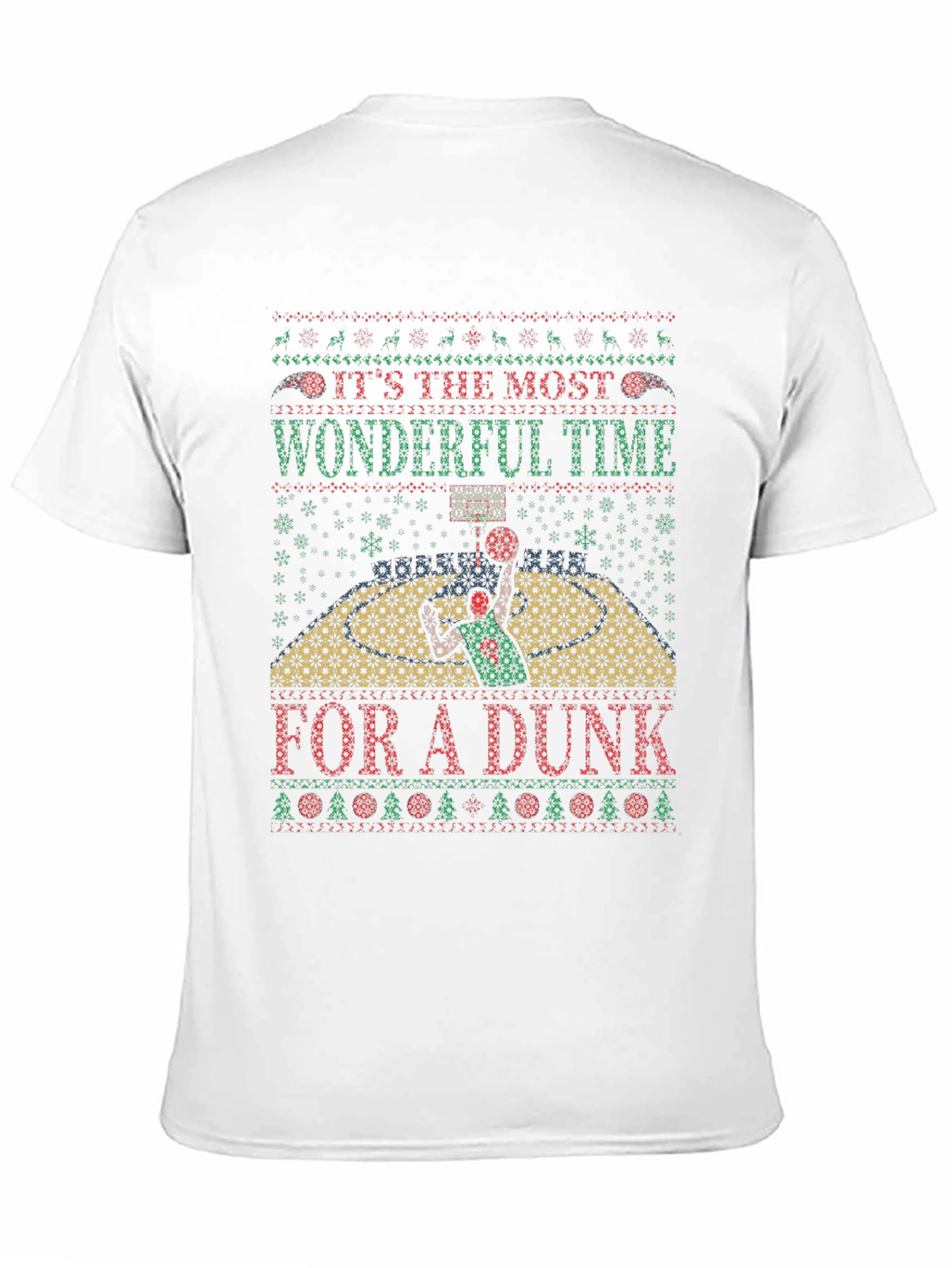 Festive Basketball Dunk Ugly Christmas T-Shirt