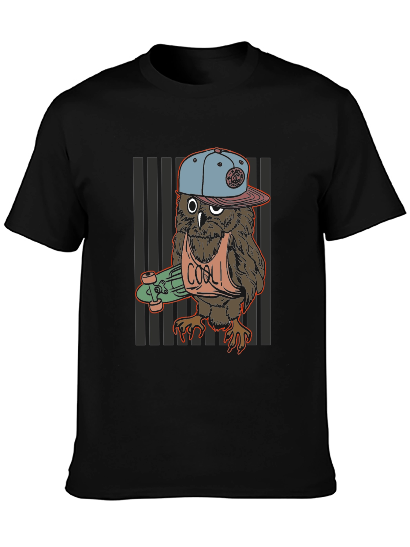 Cool Owl Skater Graphic T-Shirt