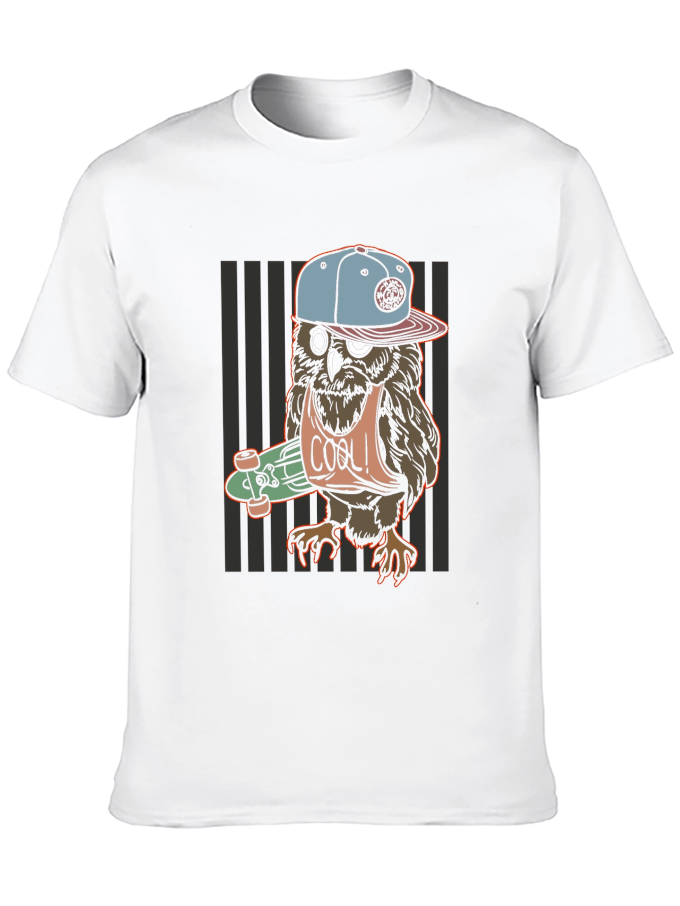 Cool Owl Skater Graphic T-Shirt