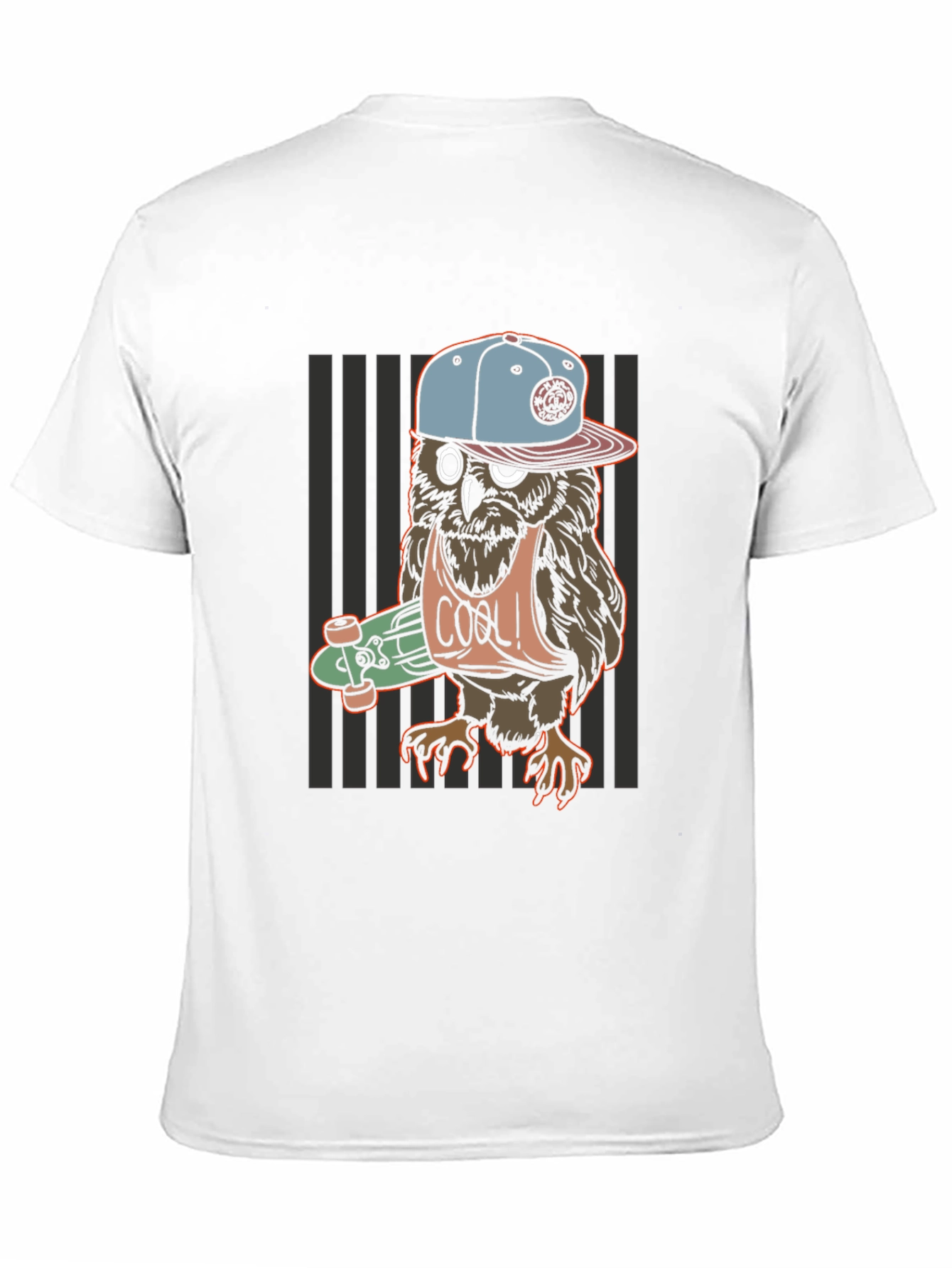 Cool Owl Skater Graphic T-Shirt