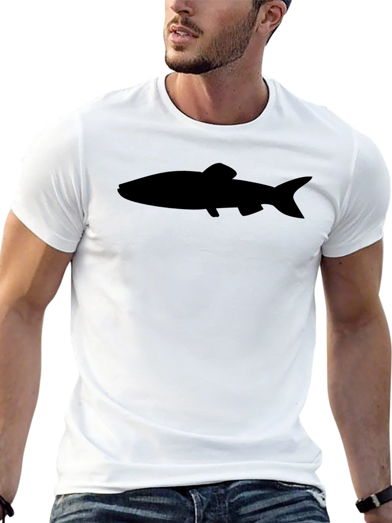 Black Trout Graphic Tee - Stylish Fish Design