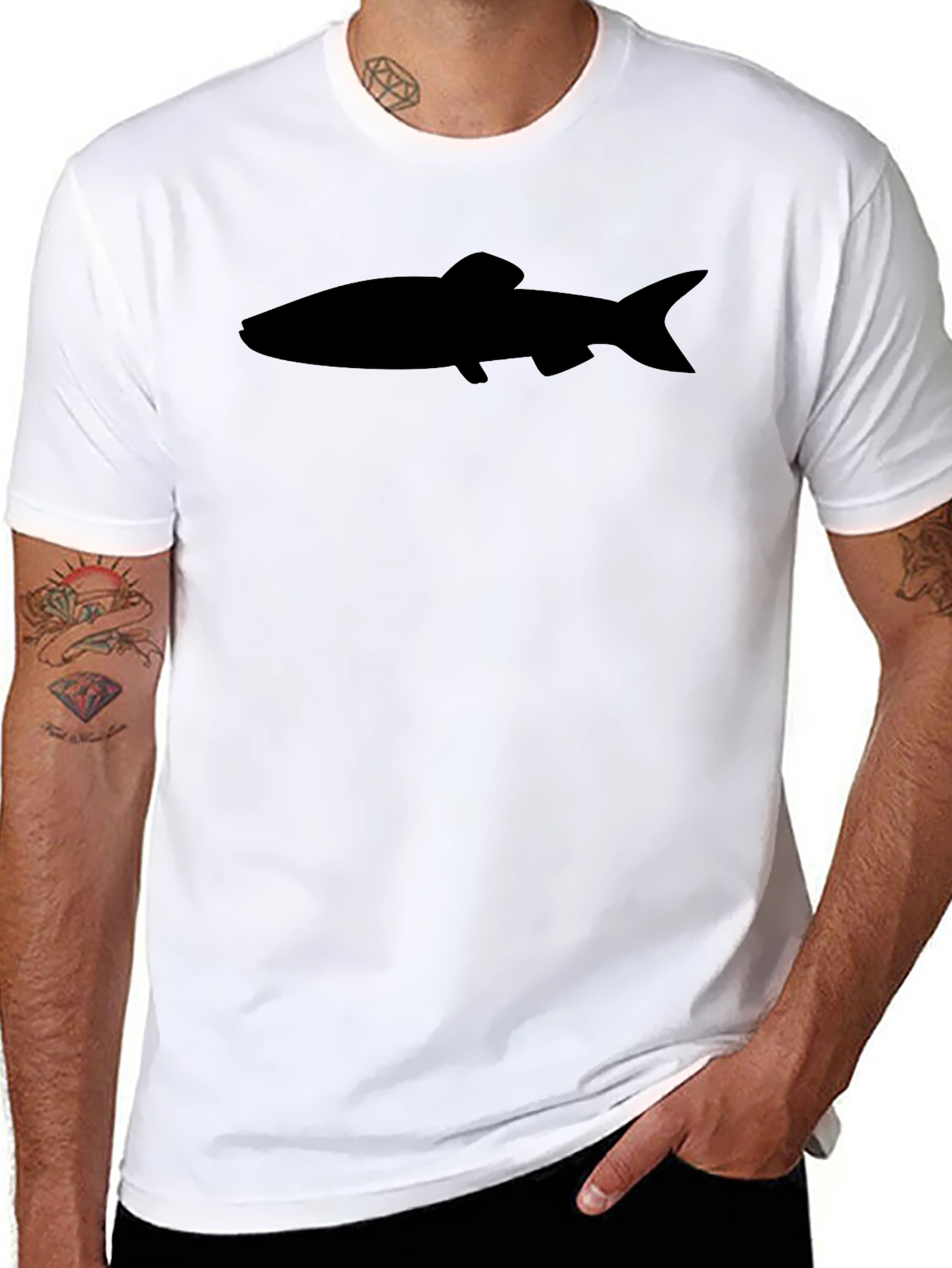 Black Trout Graphic Tee - Stylish Fish Design