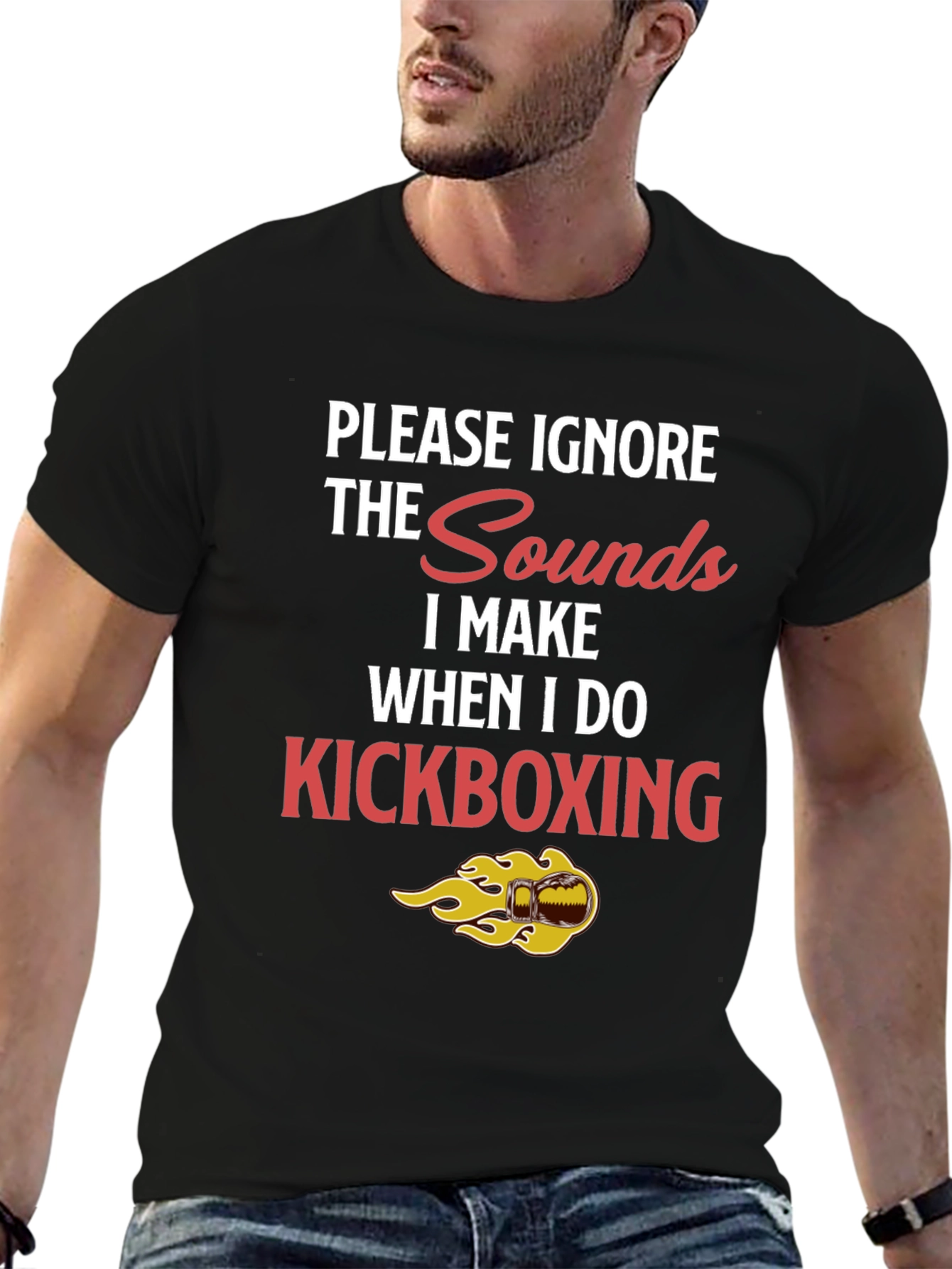 Kickboxing Sounds Funny Graphic Tee - Black