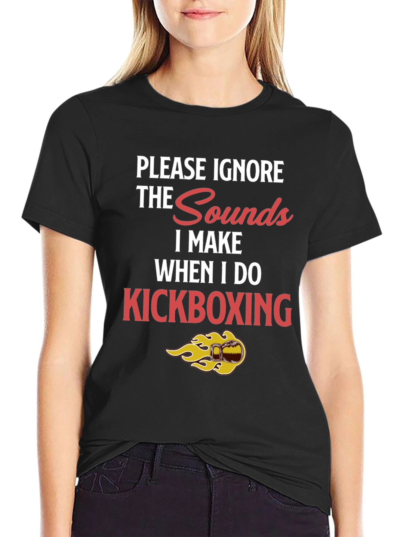 Kickboxing Sounds Funny Graphic Tee - Black