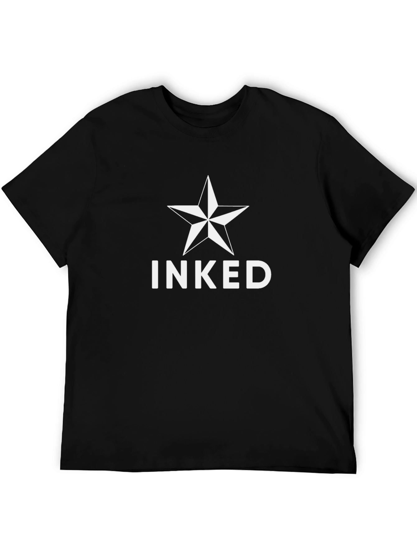 Inked Star Graphic T-Shirt - Black Crew Neck Tee