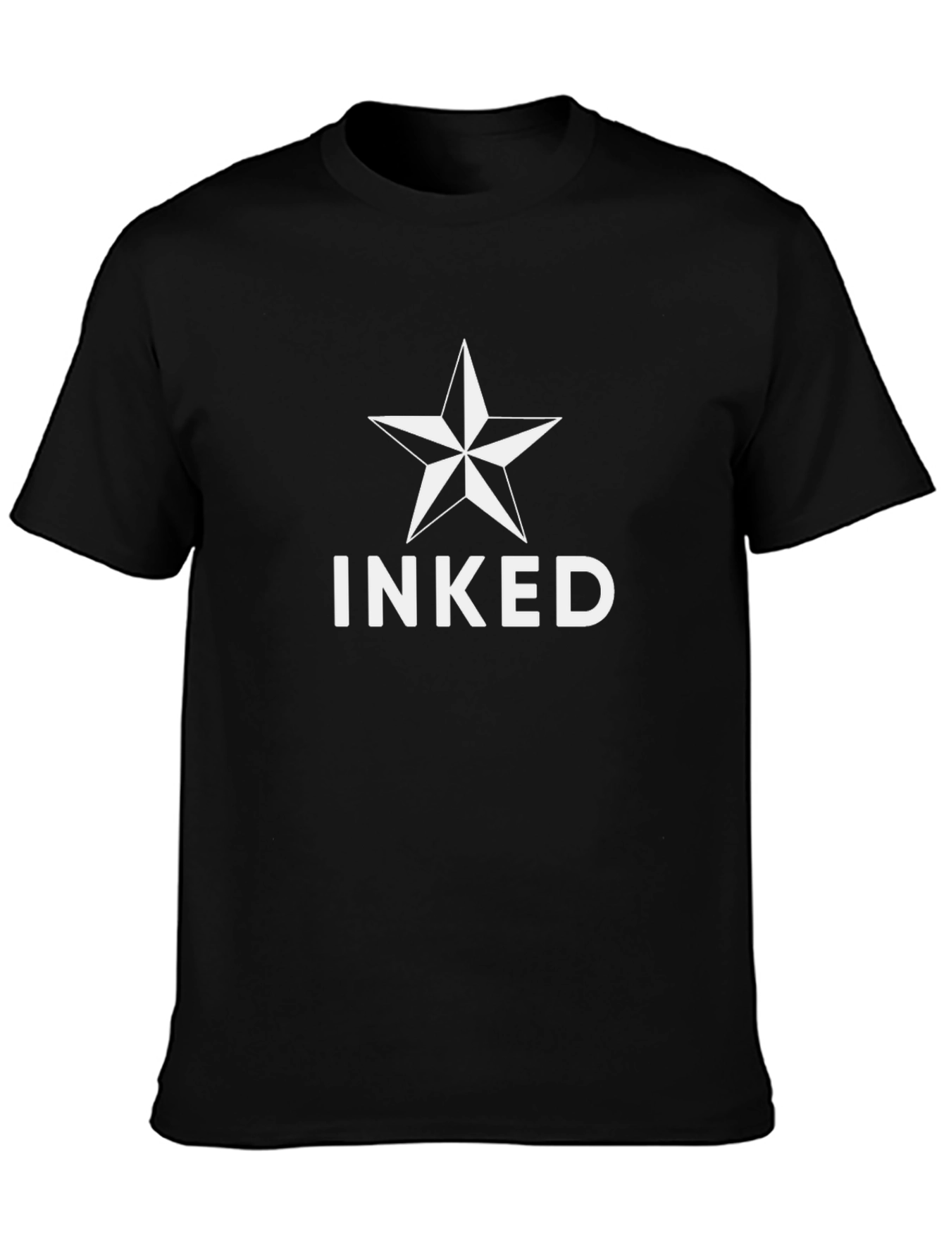 Inked Star Graphic T-Shirt - Black Crew Neck Tee