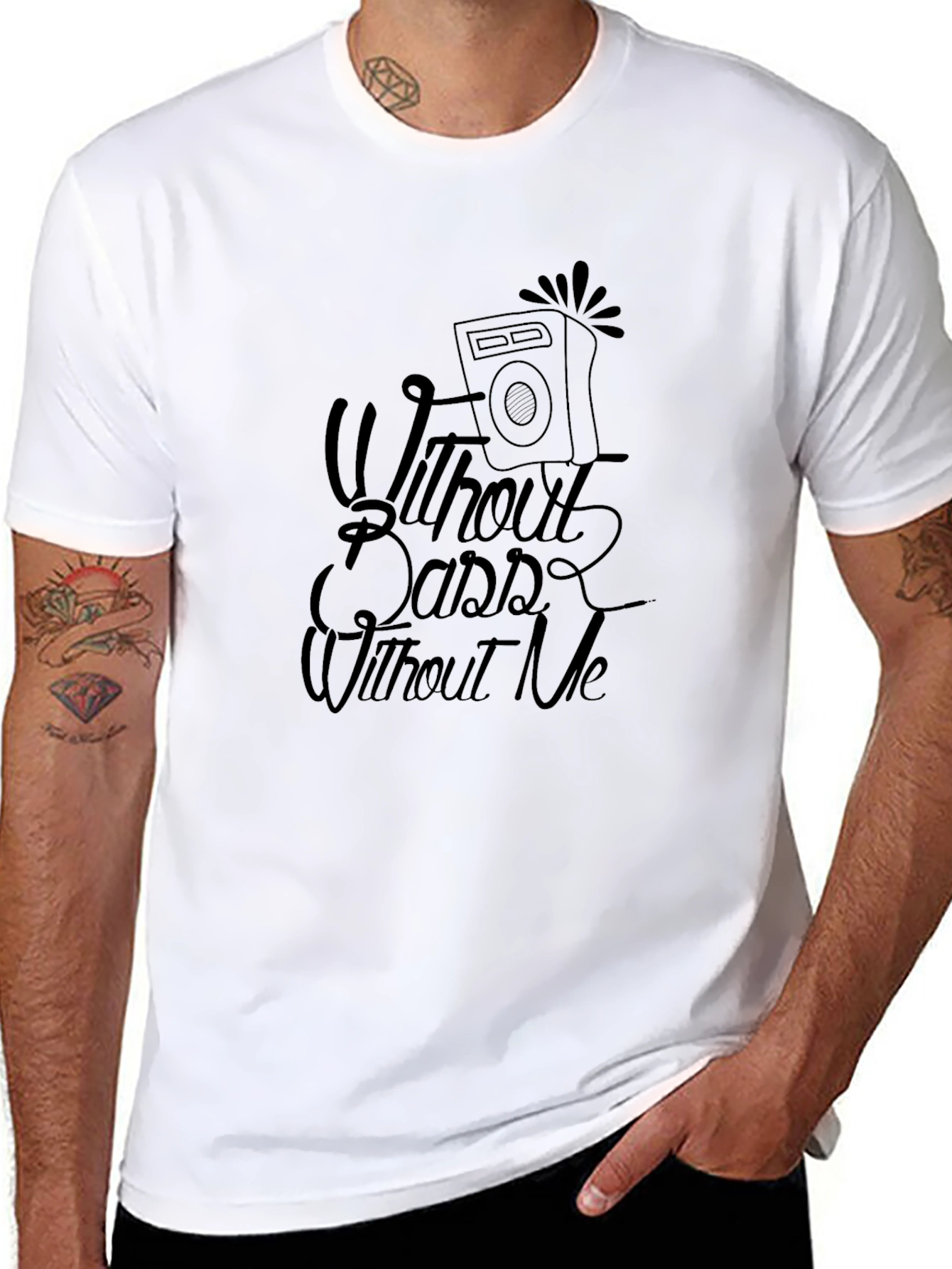 Without Bass Without Me Black Graphic T-Shirt