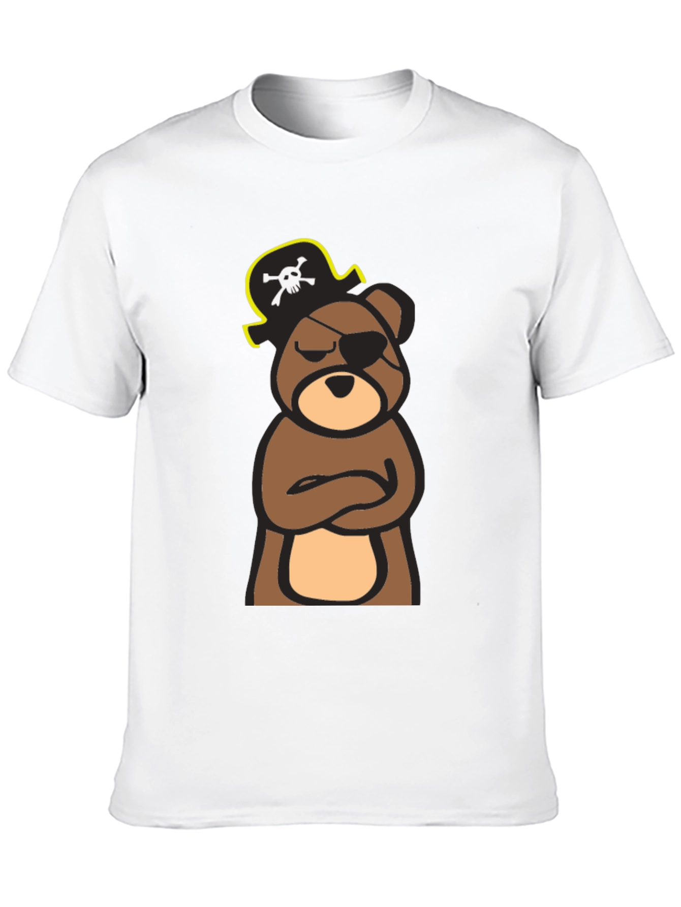 Pirate Bear Graphic Tee - Black Cotton T-Shirt