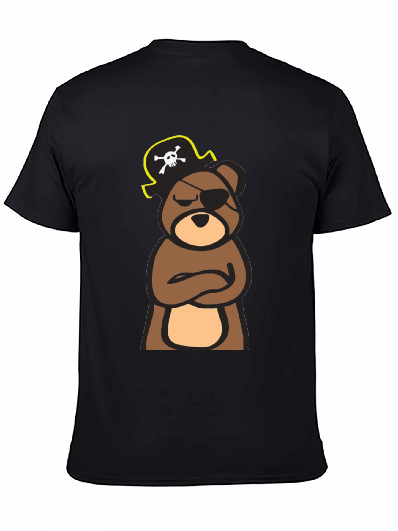 Pirate Bear Graphic Tee - Black Cotton T-Shirt