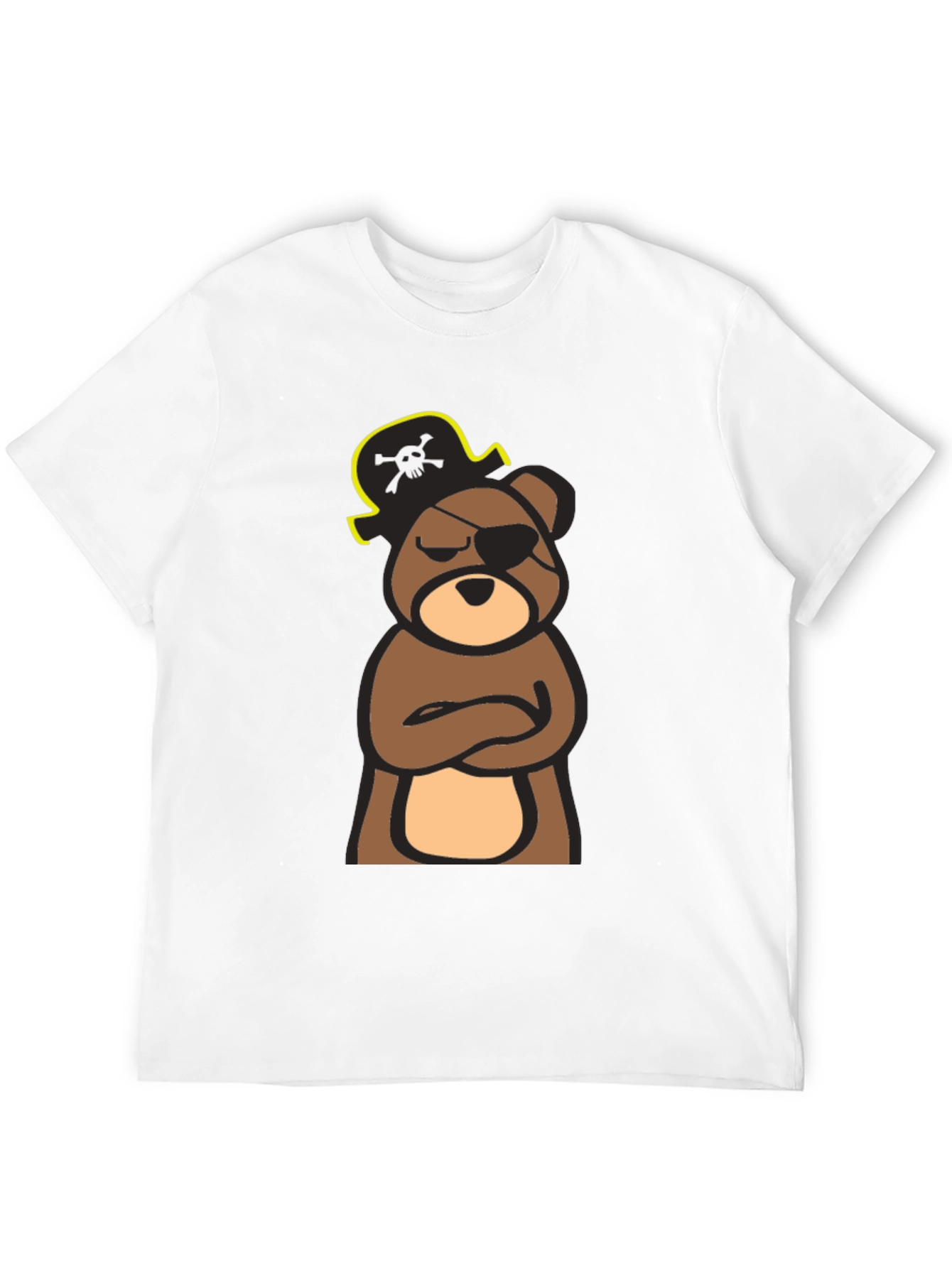 Pirate Bear Graphic Tee - Black Cotton T-Shirt