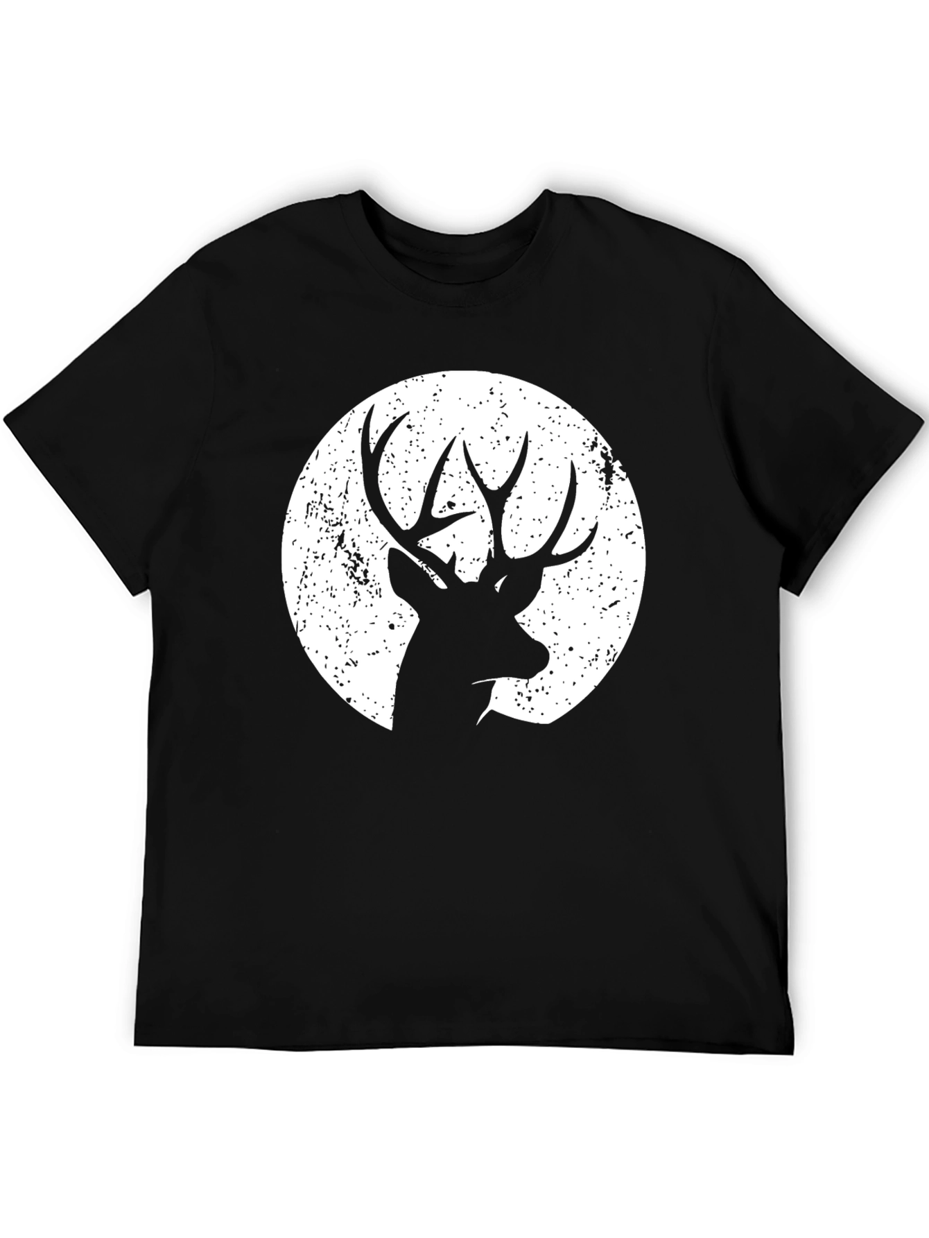 Deer Silhouette Graphic Tee - Black Cotton Blend