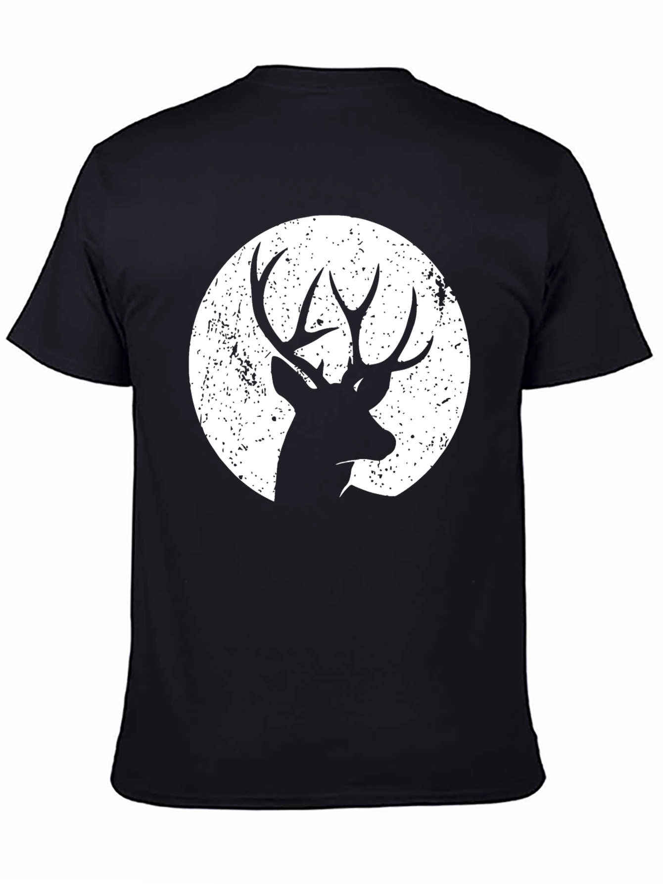 Deer Silhouette Graphic Tee - Black Cotton Blend