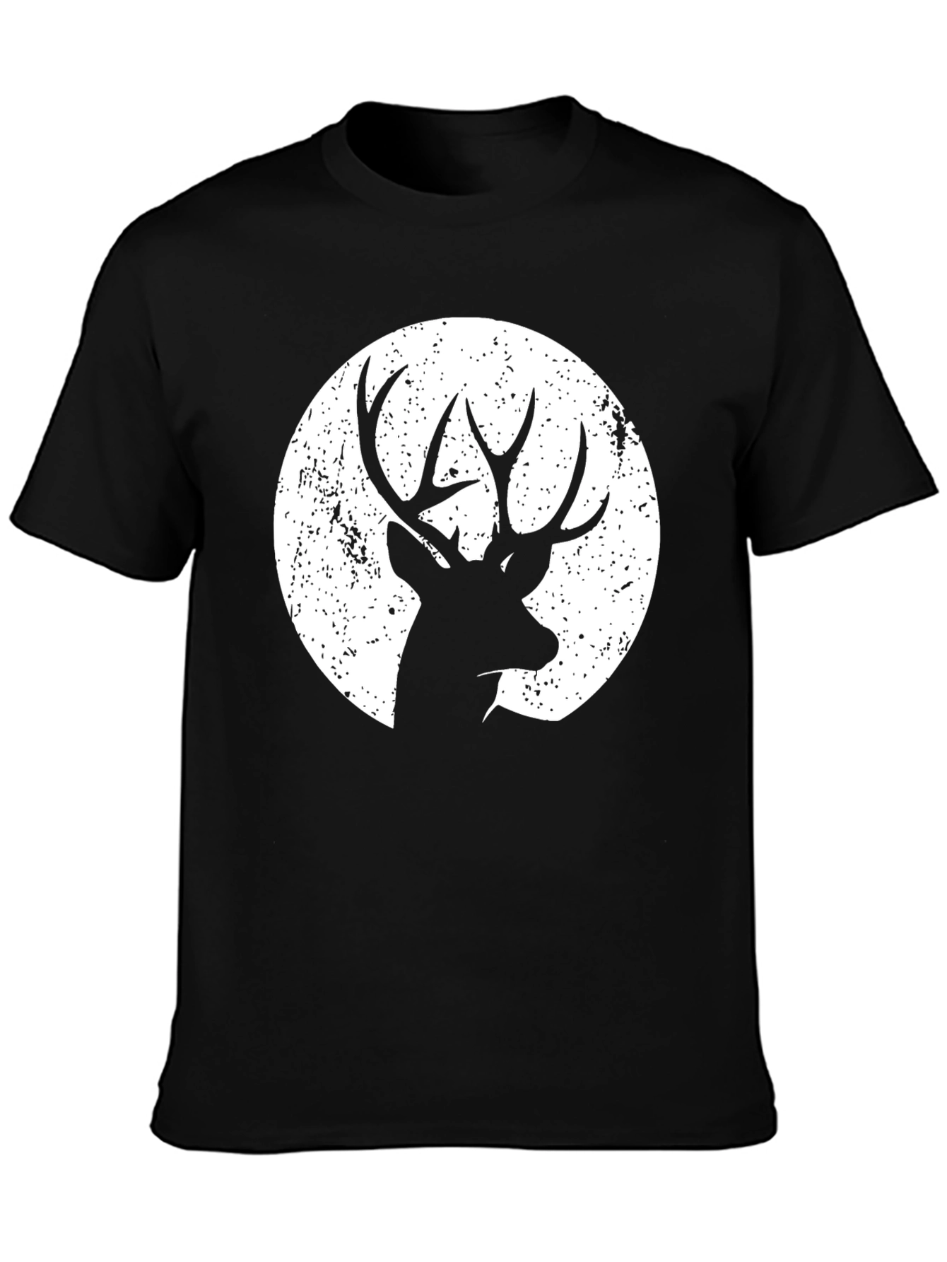 Deer Silhouette Graphic Tee - Black Cotton Blend