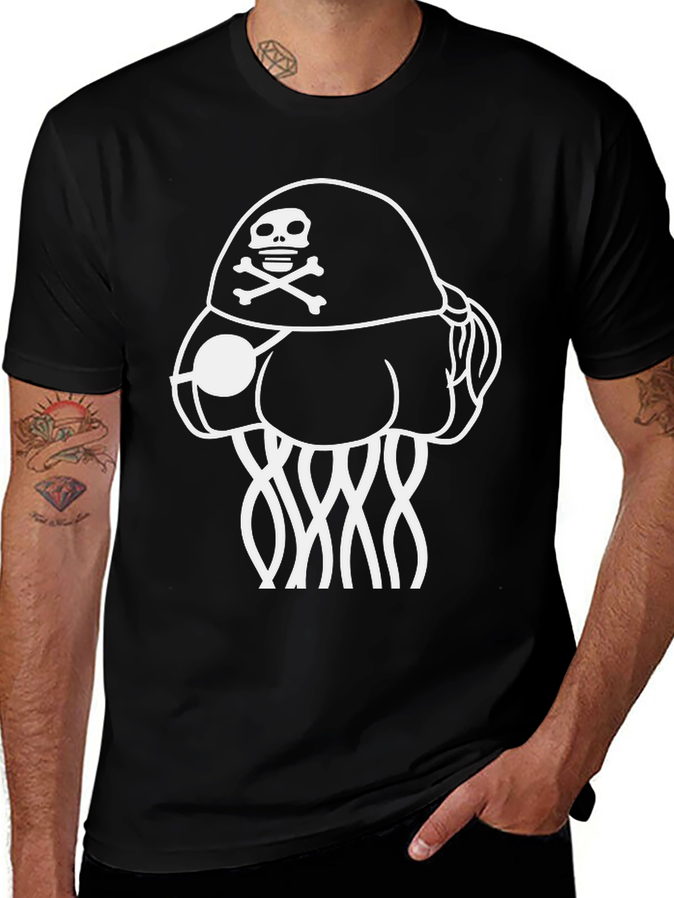 Pirate Jellyfish Graphic Tee - Black Cotton Comfort