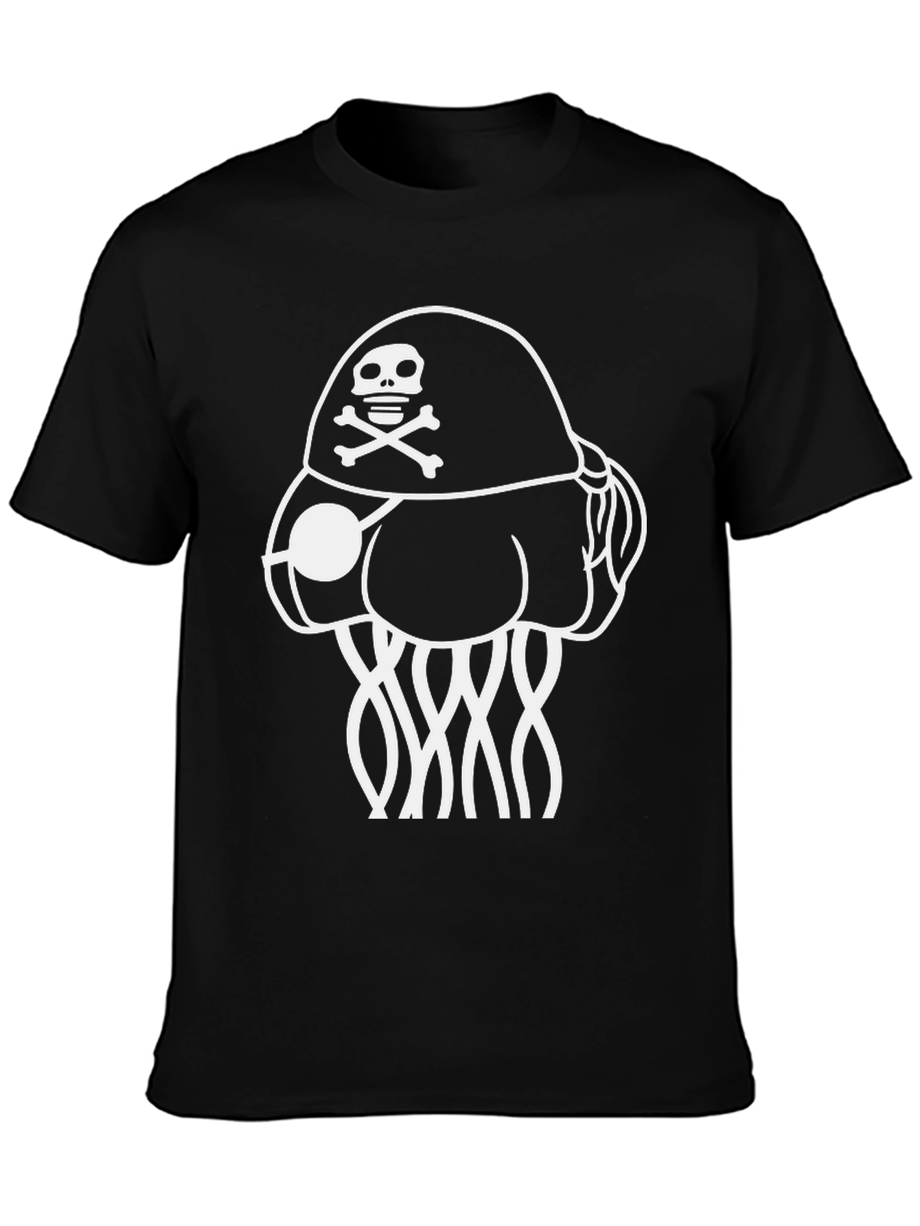 Pirate Jellyfish Graphic Tee - Black Cotton Comfort