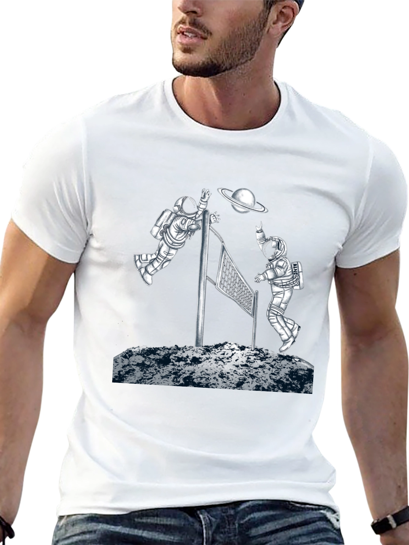 Astronaut Volleyball Graphic T-Shirt