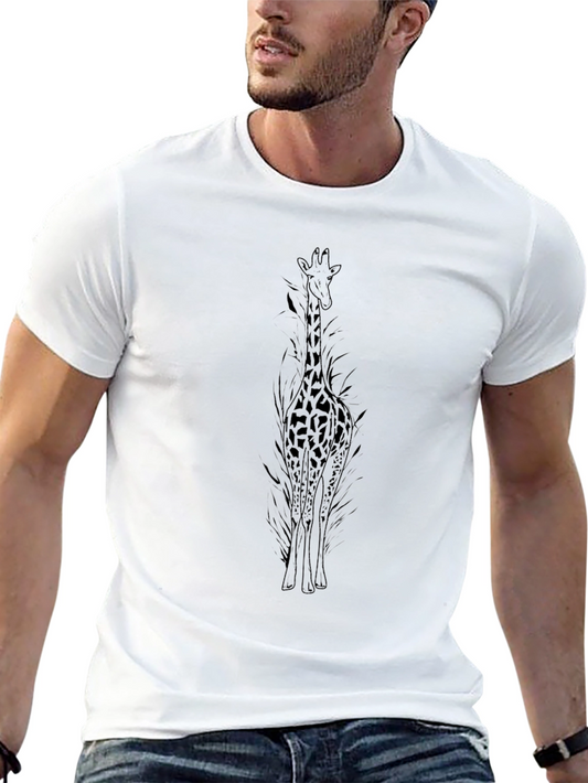 Giraffe Graphic Black T-Shirt - Animal Print Tee