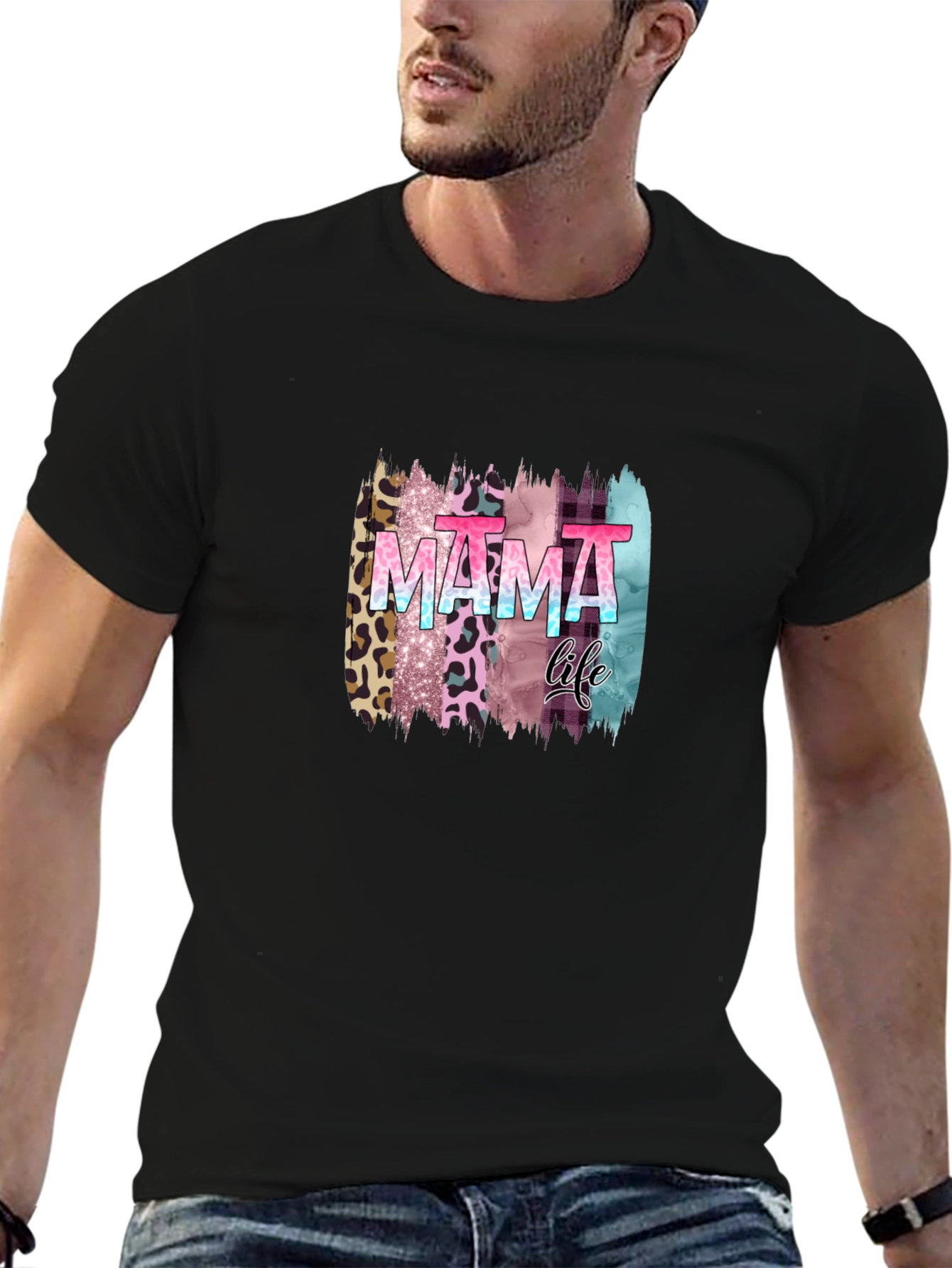 Mama Life Leopard Brush Stroke Graphic Tee
