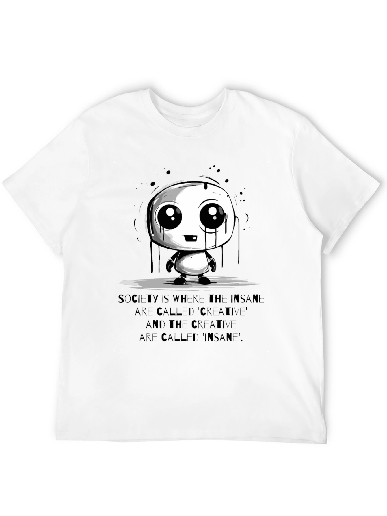 Mens Black Graphic Tee - Creative Insane Design