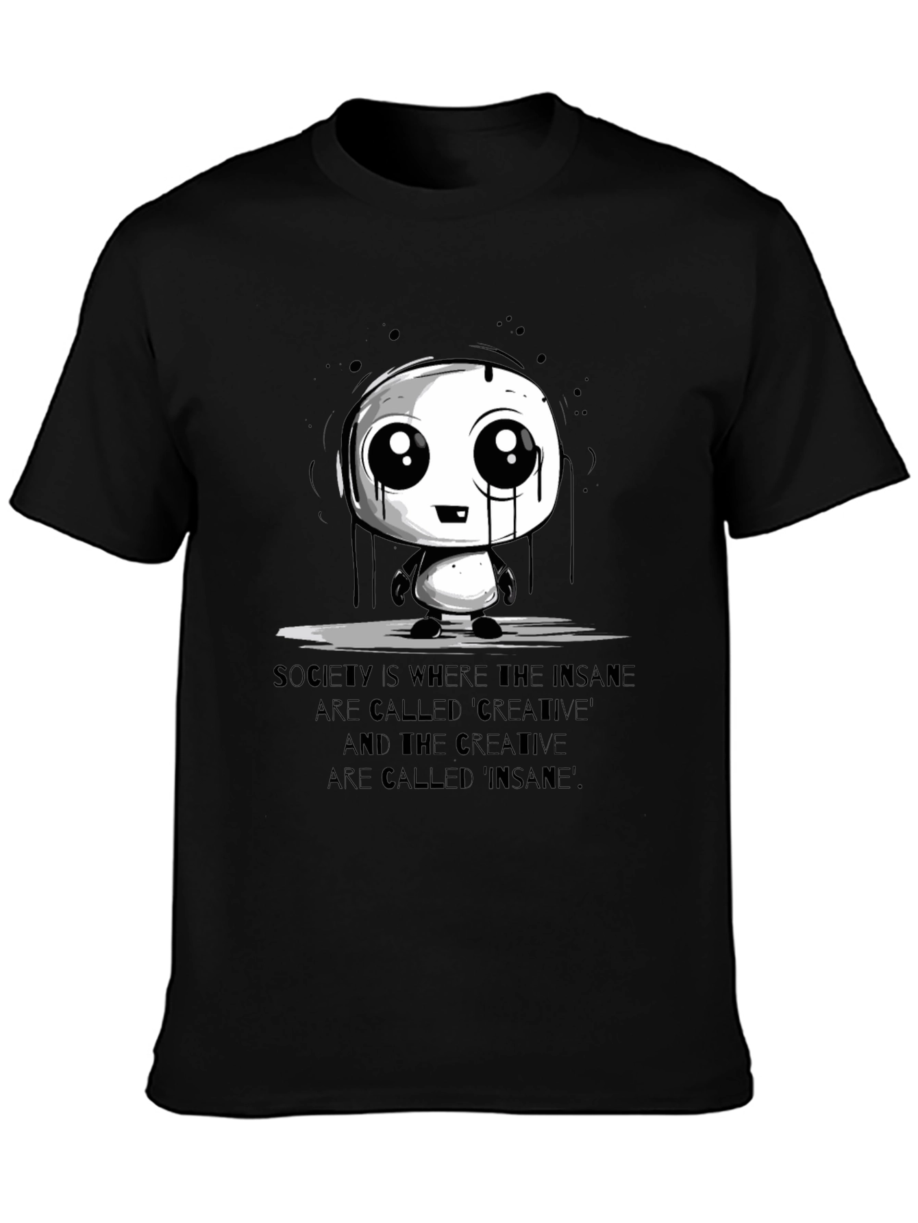 Mens Black Graphic Tee - Creative Insane Design