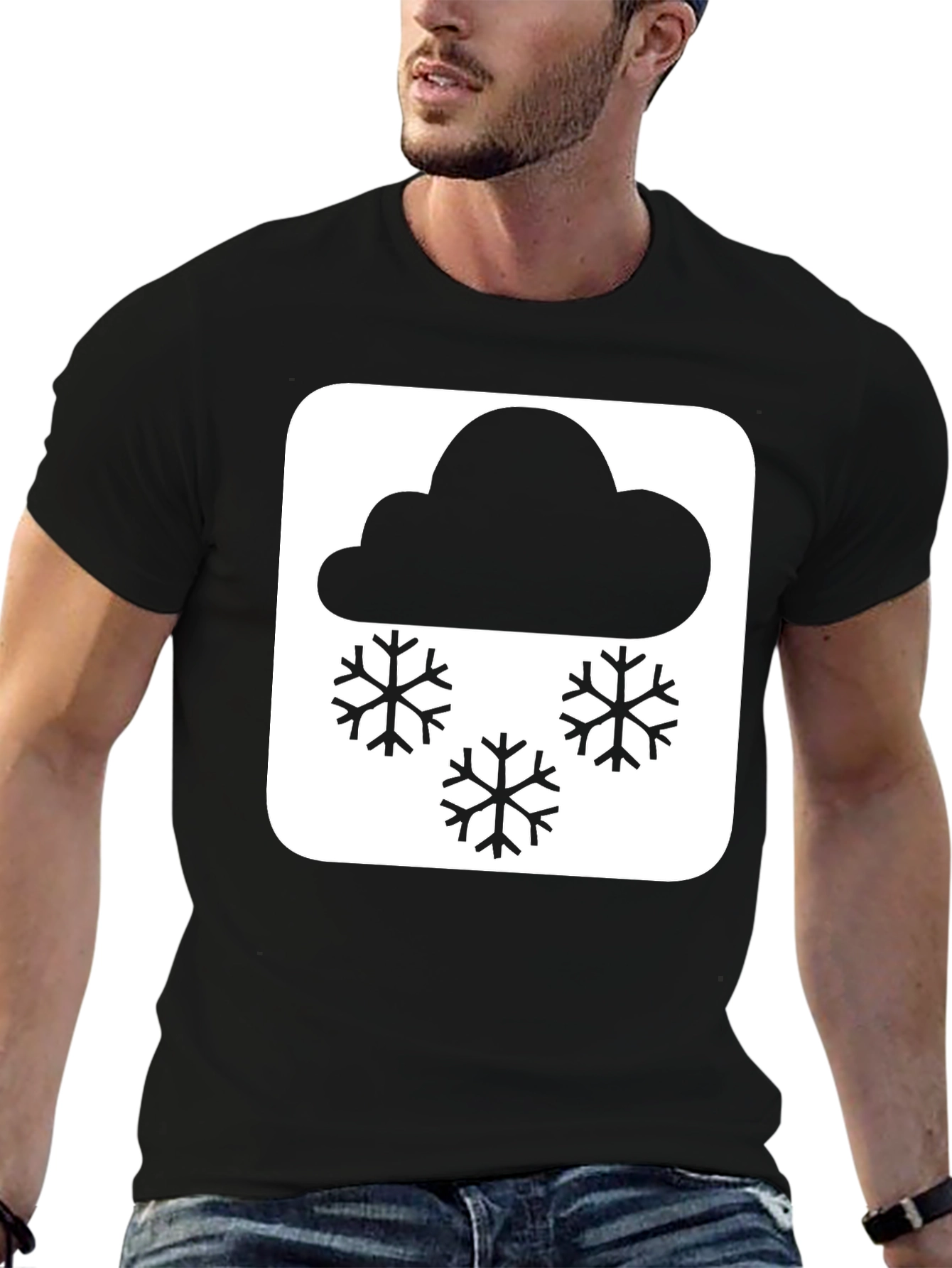 Snowy Weather T-Shirt - Black Cotton Tee