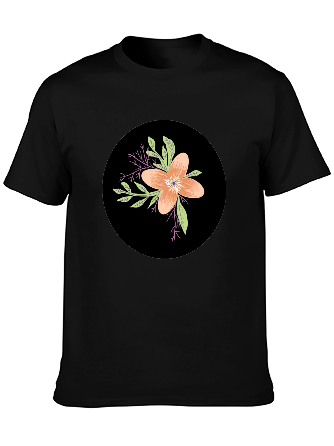 Floral Graphic Black T-Shirt