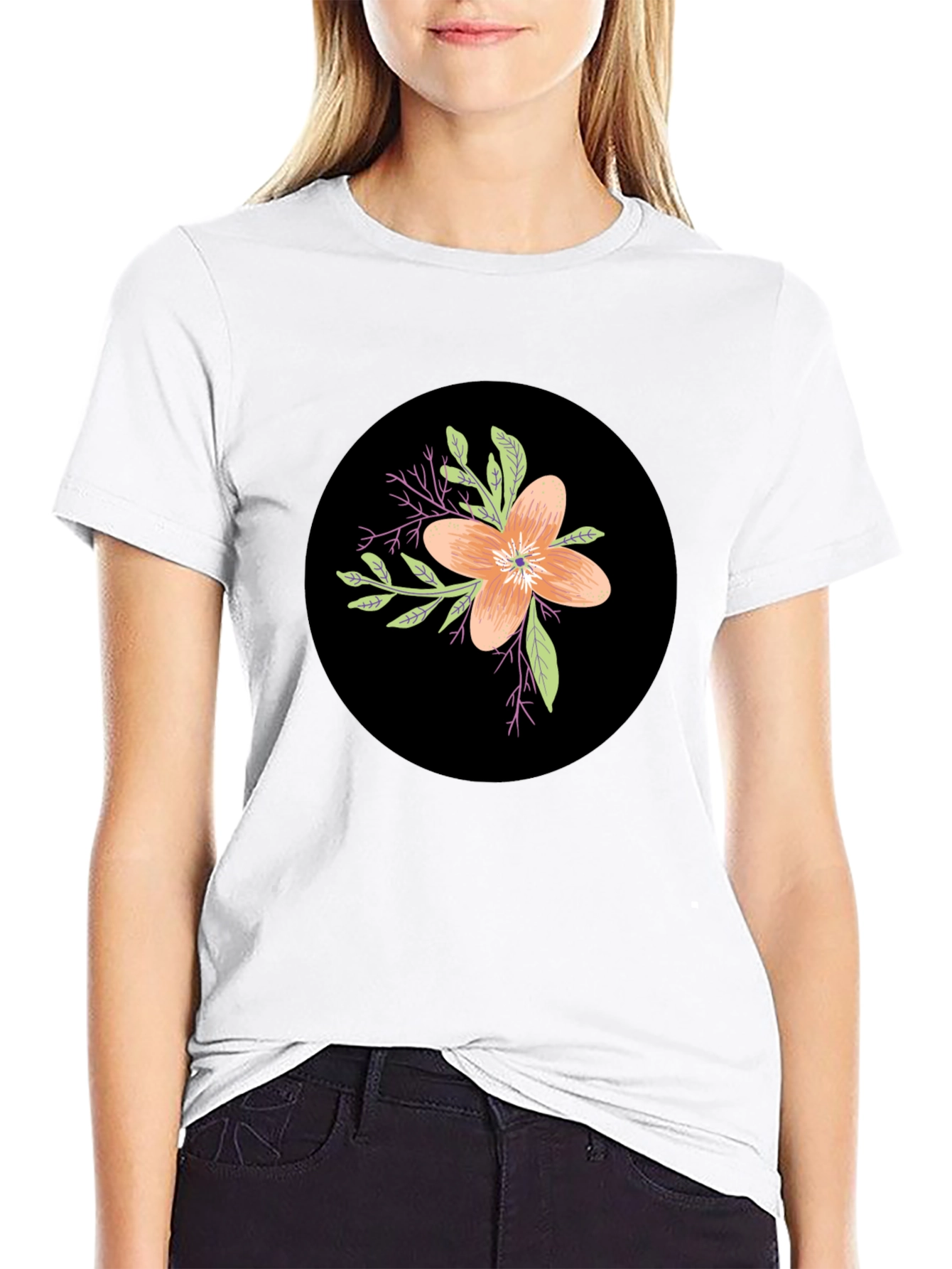 Floral Graphic Black T-Shirt