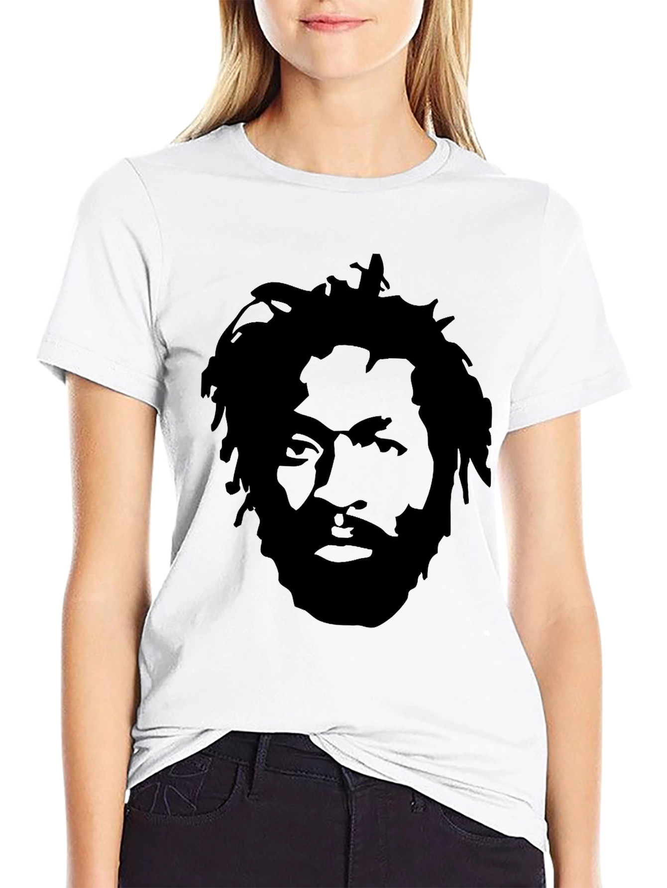 Black T-Shirt with Face Graphic