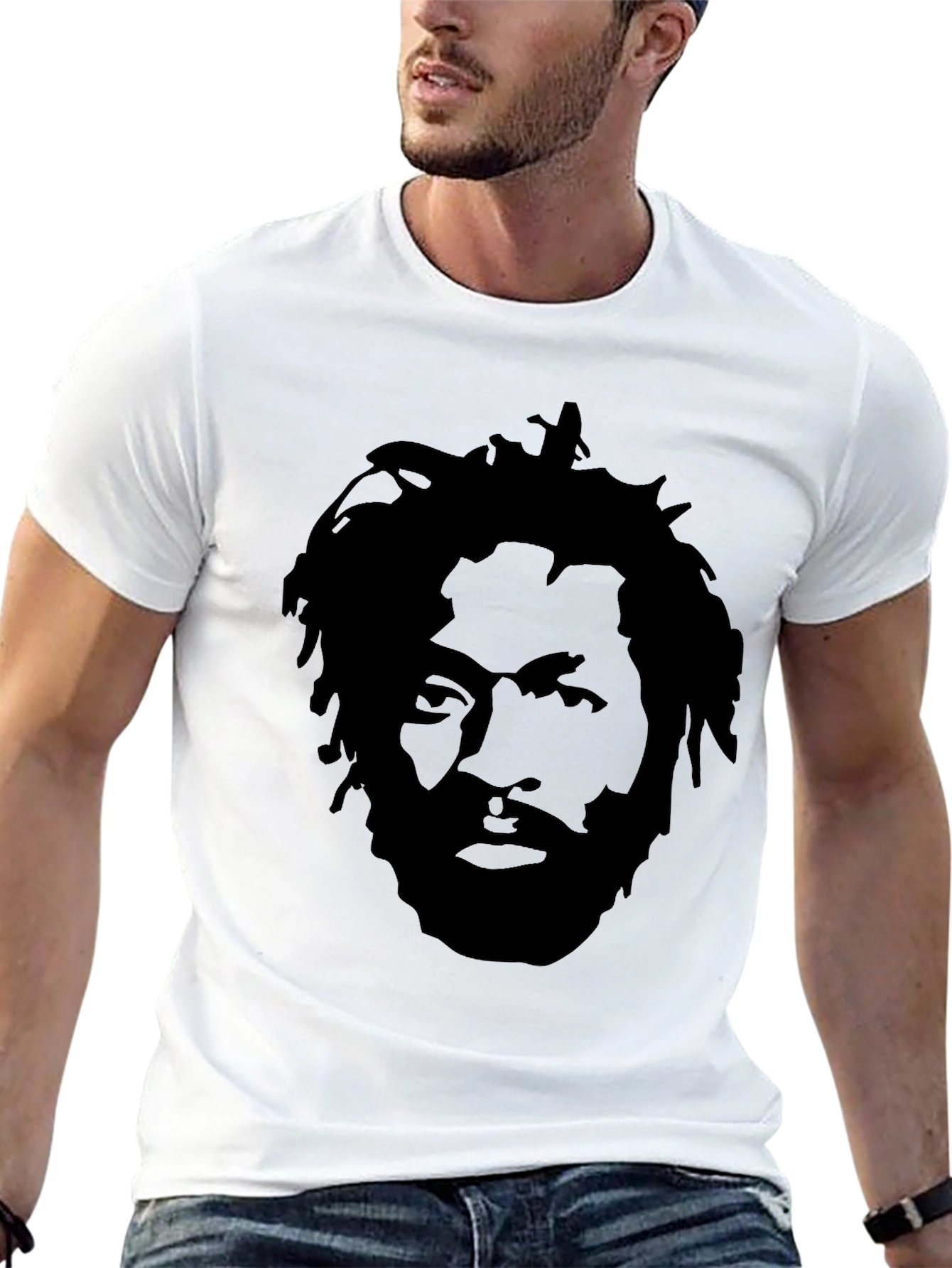 Black T-Shirt with Face Graphic