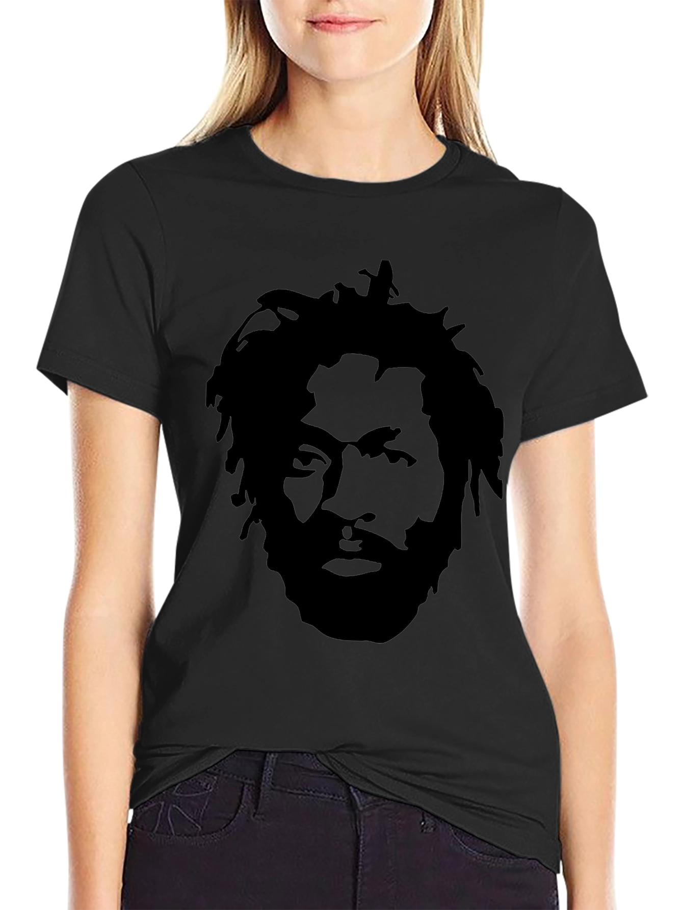 Black T-Shirt with Face Graphic